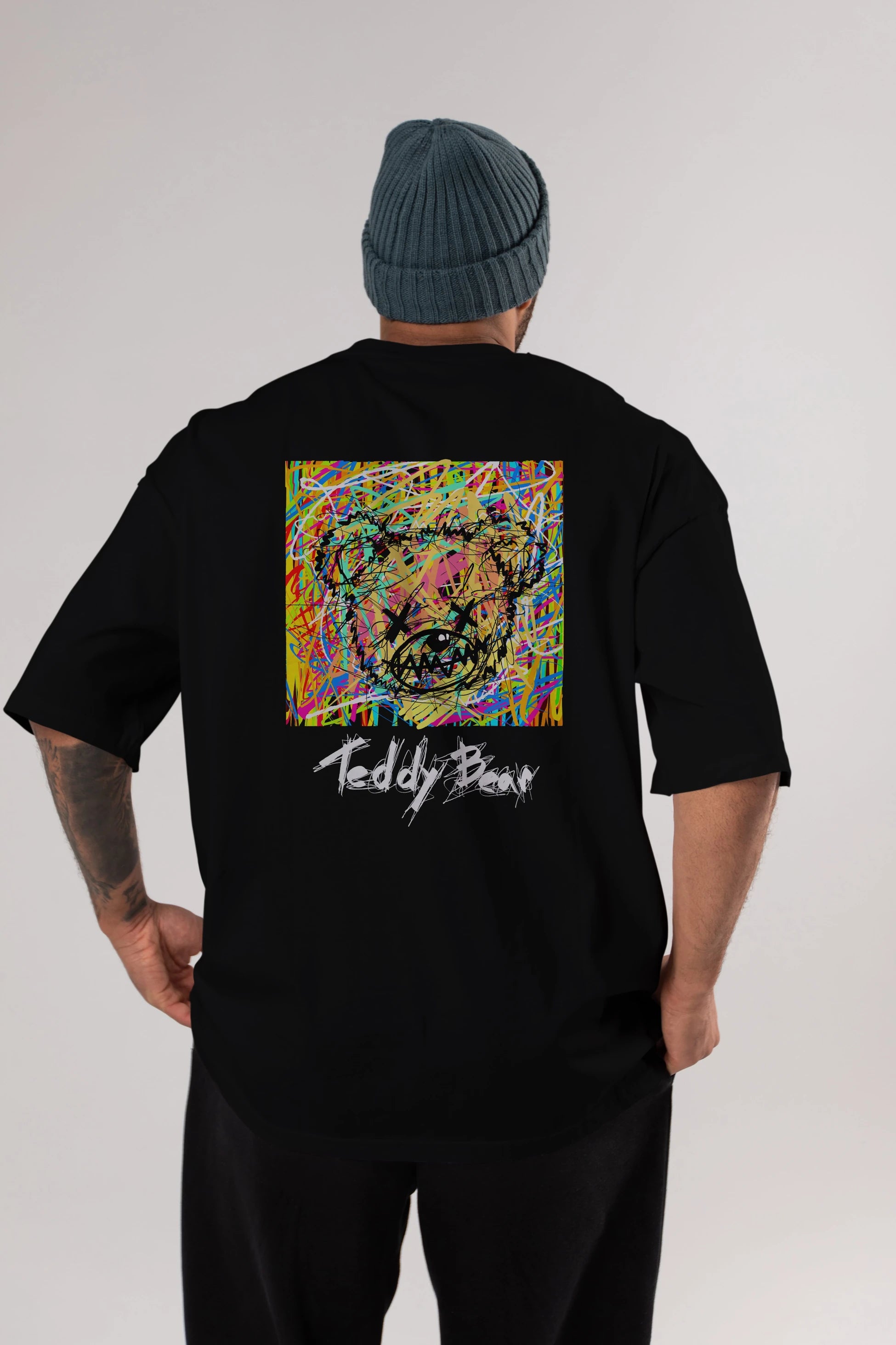 Teddy Bear 3 Arka Baskılı Oversize t-shirt Erkek Kadın Unisex
