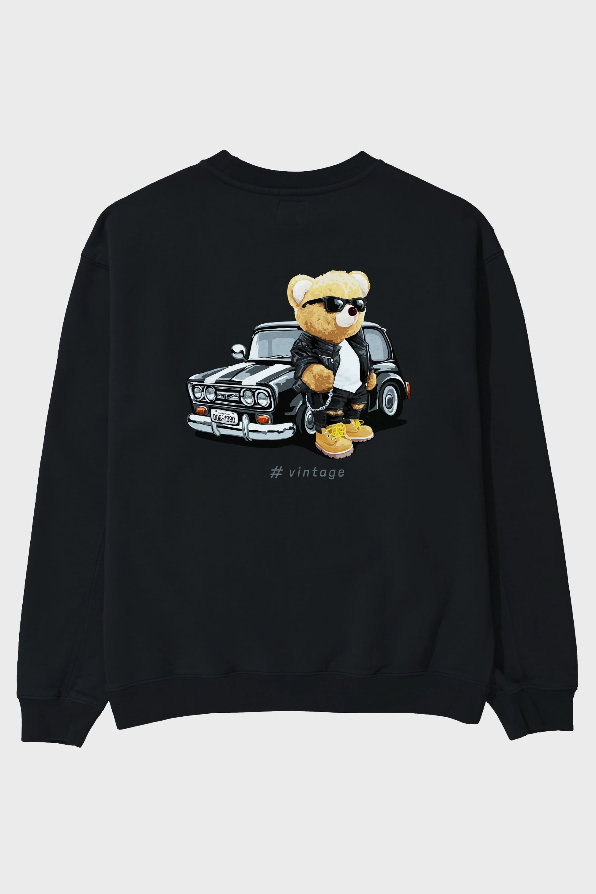 Teddy Bear Vintage Arka Baskılı Oversize Sweatshirt Erkek Kadın Unisex