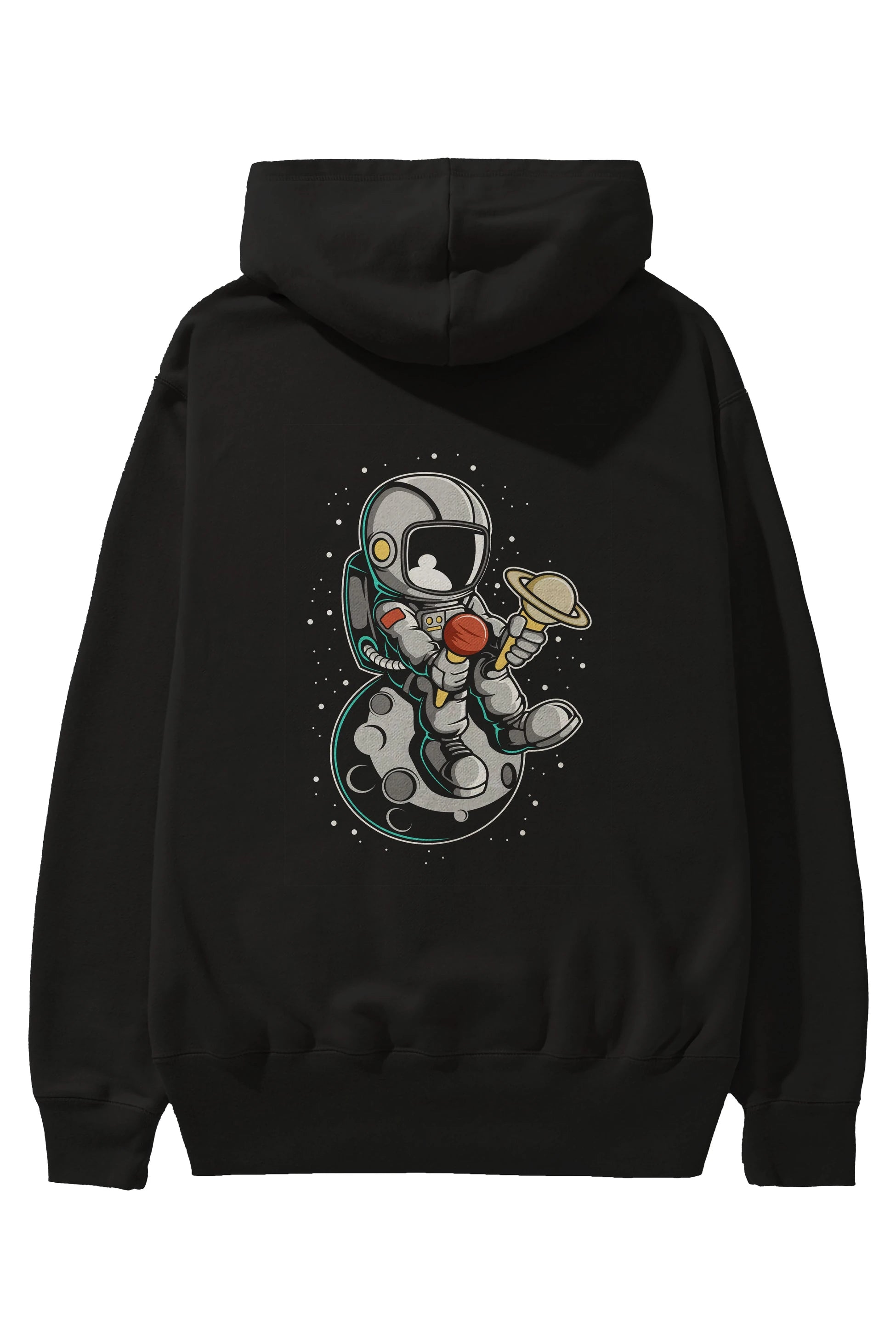Astronaut Ice Cream (2) Arka Baskılı Hoodie Oversize Kapüşonlu Sweatshirt Erkek Kadın Unisex