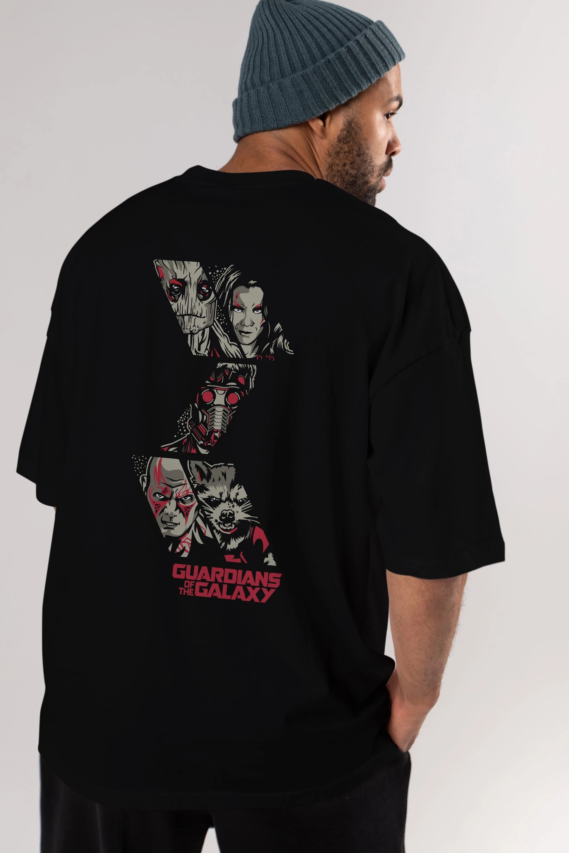 Guardians of The Galaxy (2) Arka Baskılı Oversize t-shirt Erkek Kadın Unisex %100 Pamuk Bisiklet Yaka tişort