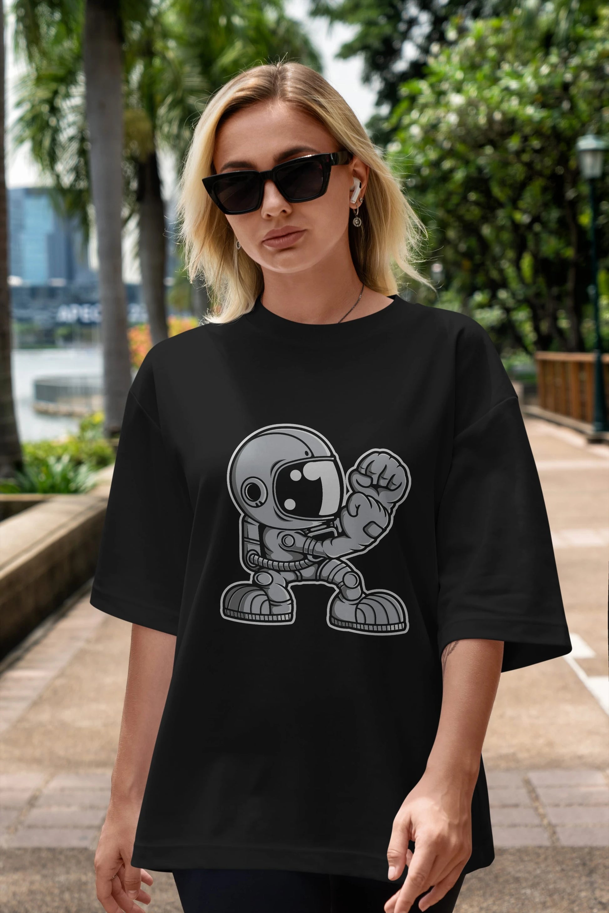 Astronaut Fighting Irish Ön Baskılı Oversize t-shirt Erkek Kadın Unisex