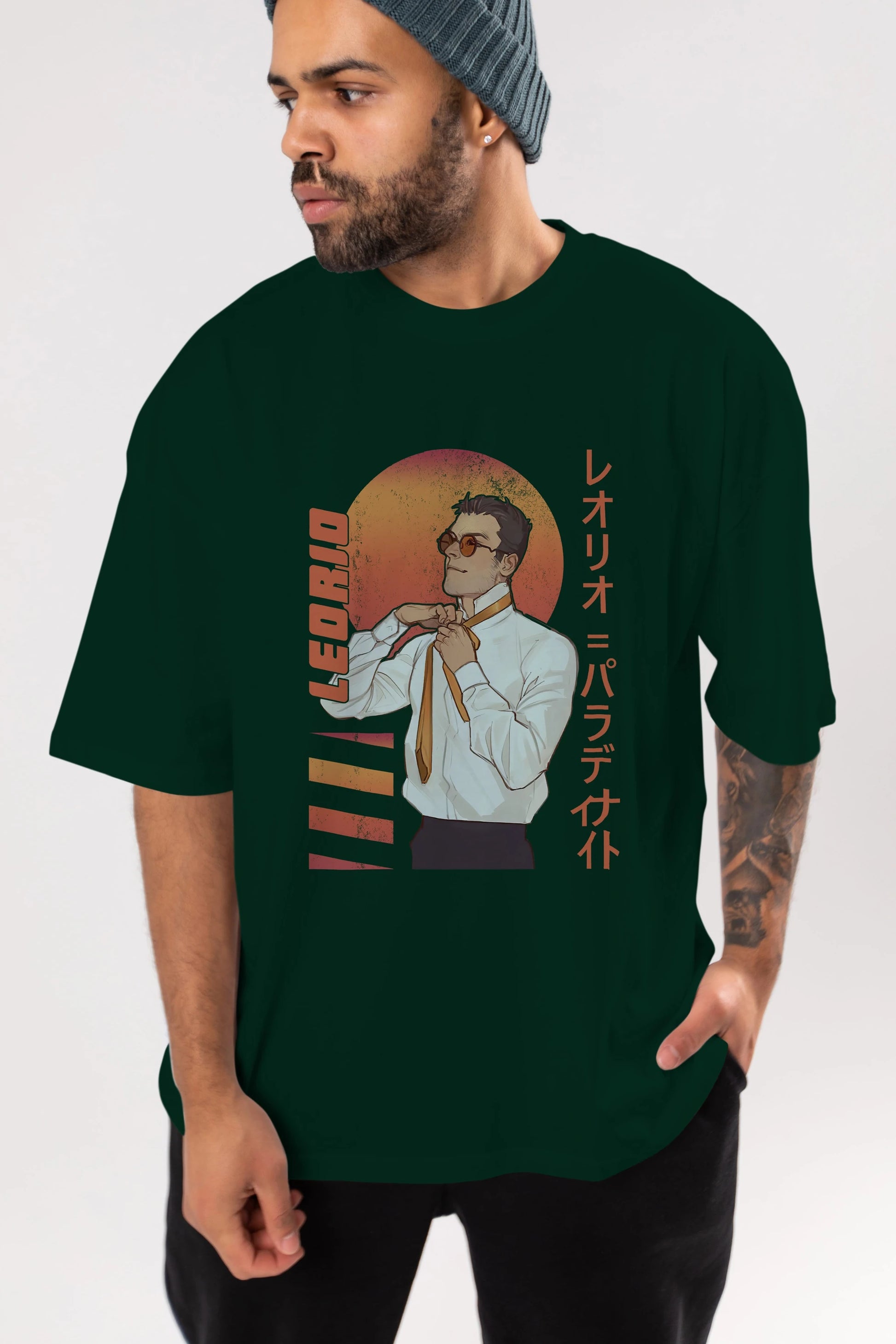 Leorio Paladiknight 5 (2) Anime Ön Baskılı Oversize t-shirt %100 pamuk Erkek Kadın Unisex