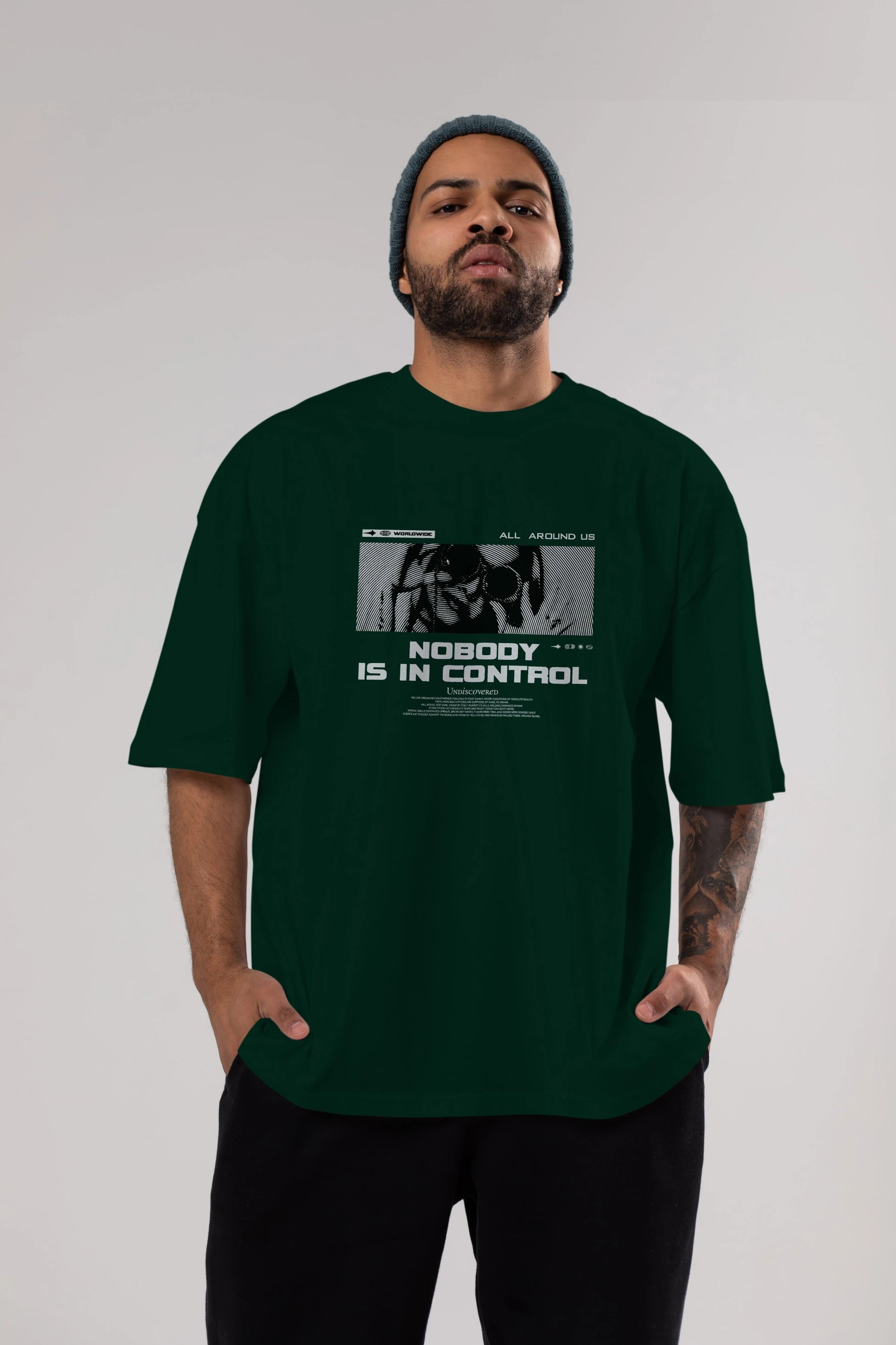 Nobody is in Control Ön Baskılı Oversize t-shirt Erkek Kadın Unisex