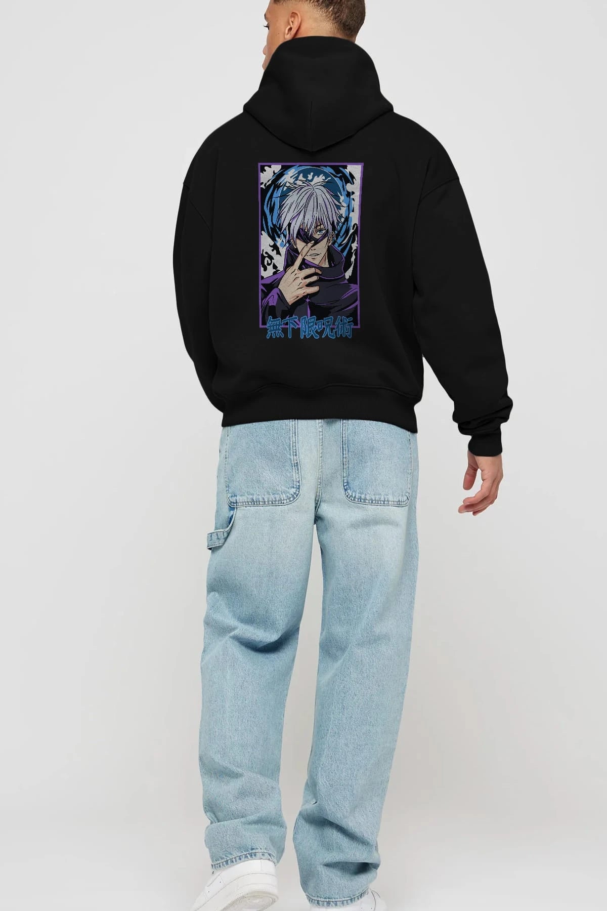 SATORU GOJO 3 Anime Arka Baskılı Hoodie Oversize Kapüşonlu Sweatshirt Erkek Kadın Unisex