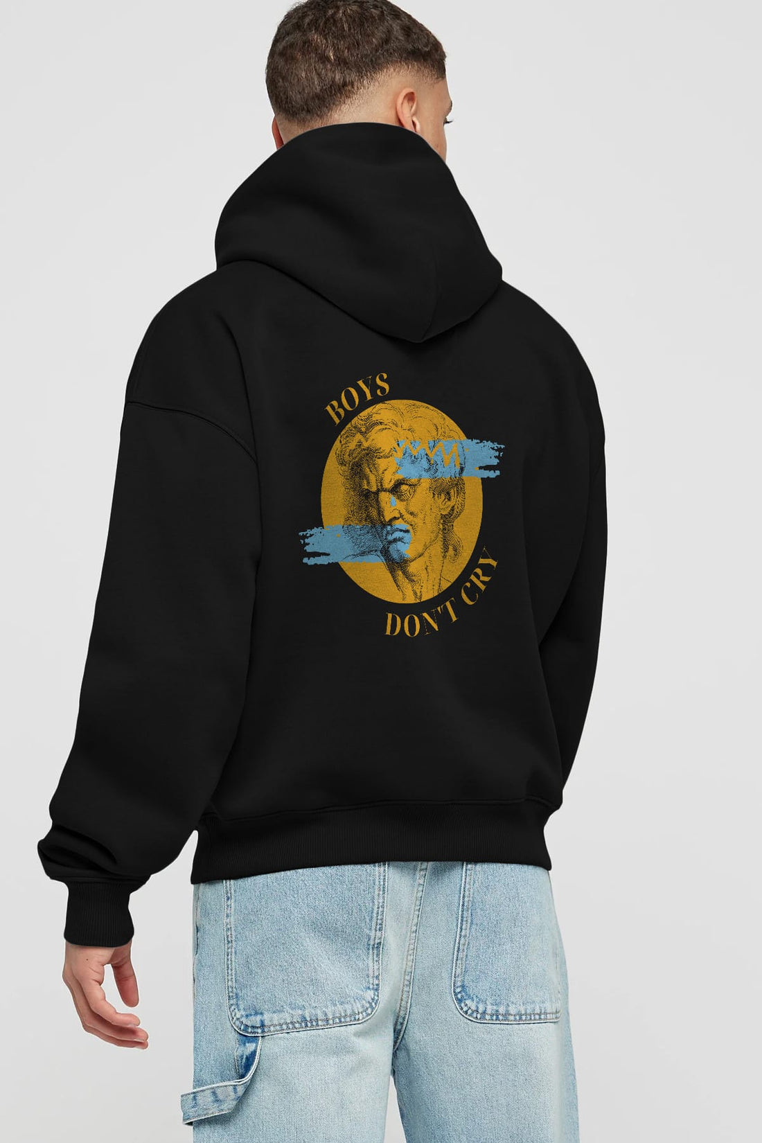 Boys Don't Cry Yazılı Arka Baskılı Oversize Hoodie Kapüşonlu Sweatshirt Erkek Kadın Unisex