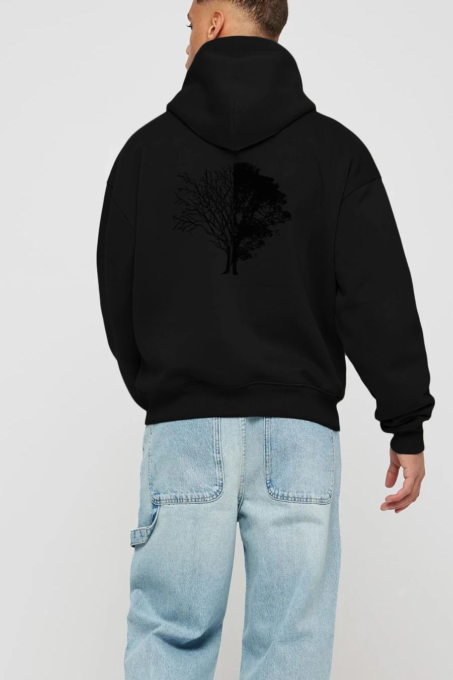 Life And Death Arka Baskılı Hoodie Oversize Kapüşonlu Sweatshirt Erkek Kadın Unisex