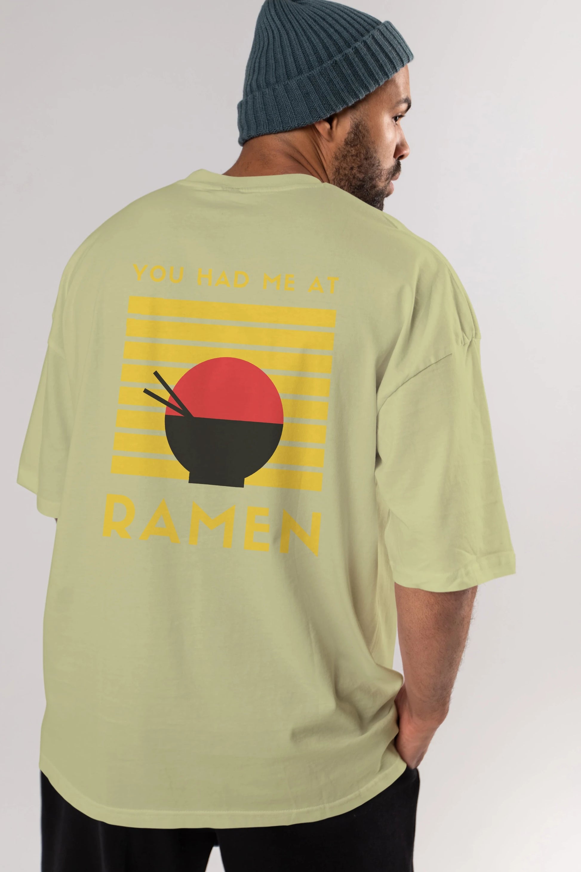 You Had me at Ramen Yazılı Arka Baskılı Oversize t-shirt Erkek Kadın Unisex
