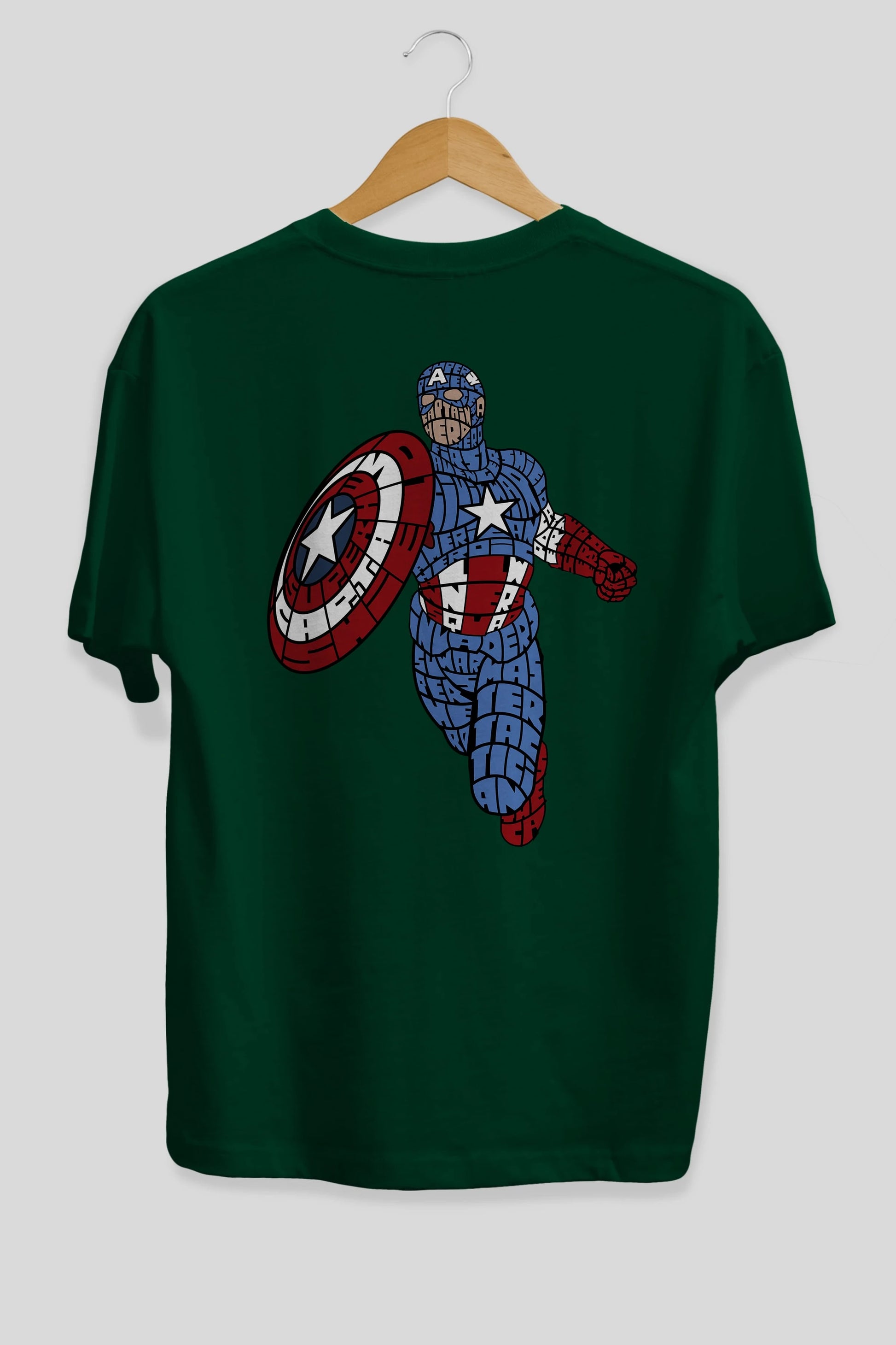 Star and Stripes Hero Arka Baskılı Oversize t-shirt %100 pamuk Erkek Kadın Unisex