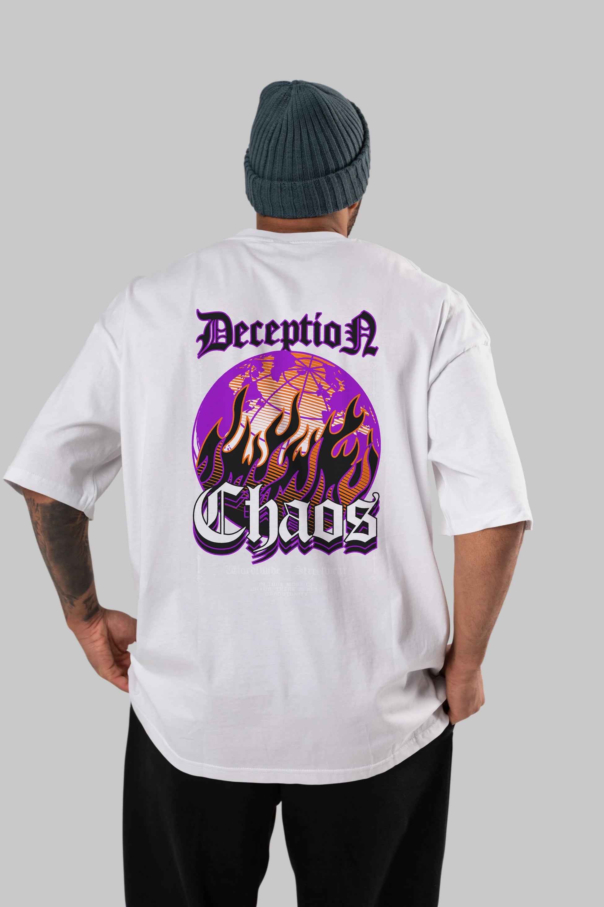 Deception Chaos Arka Baskılı Oversize t-shirt Erkek Kadın Unisex