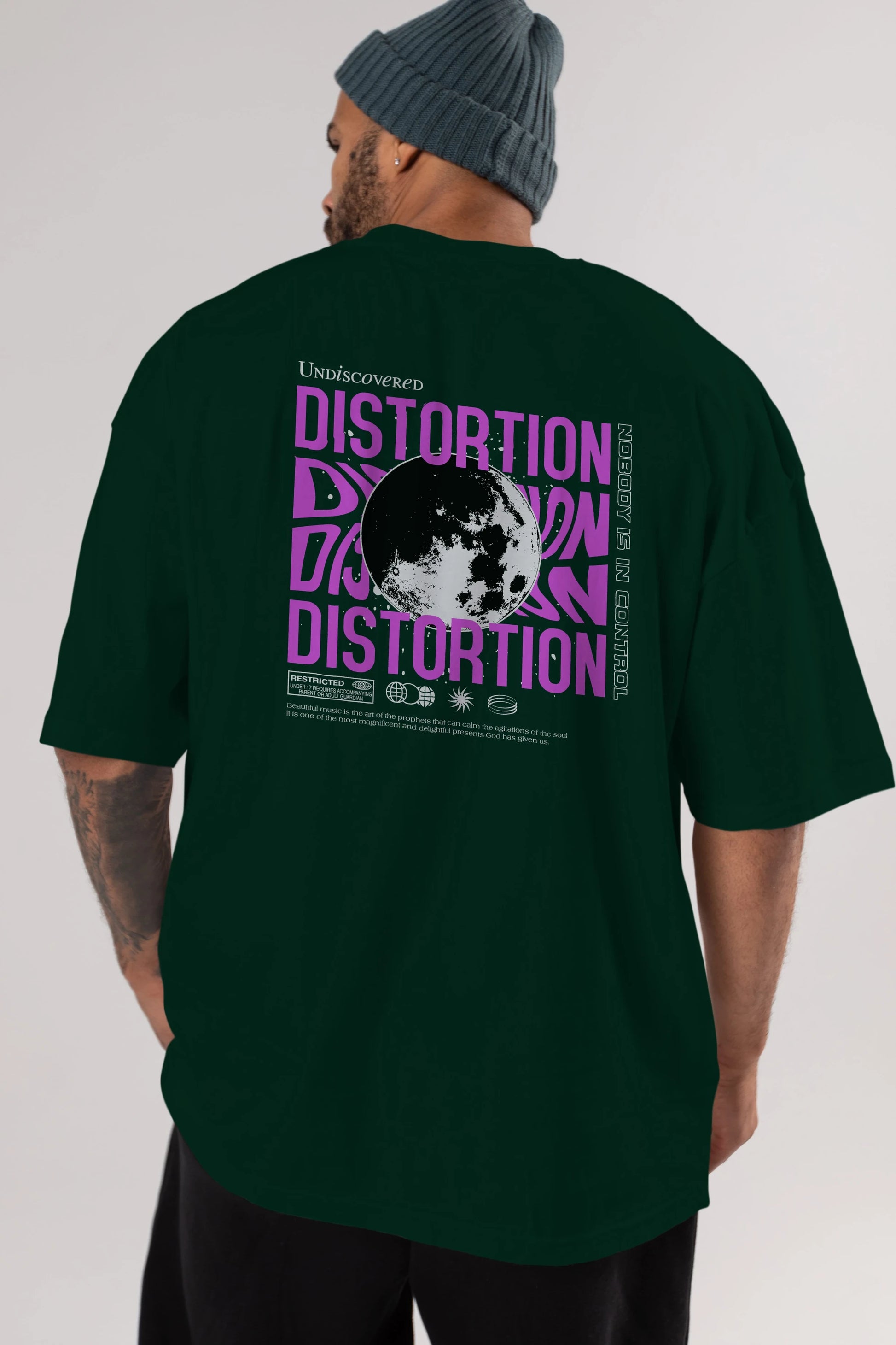 Distortion Arka Baskılı Oversize t-shirt Erkek Kadın Unisex