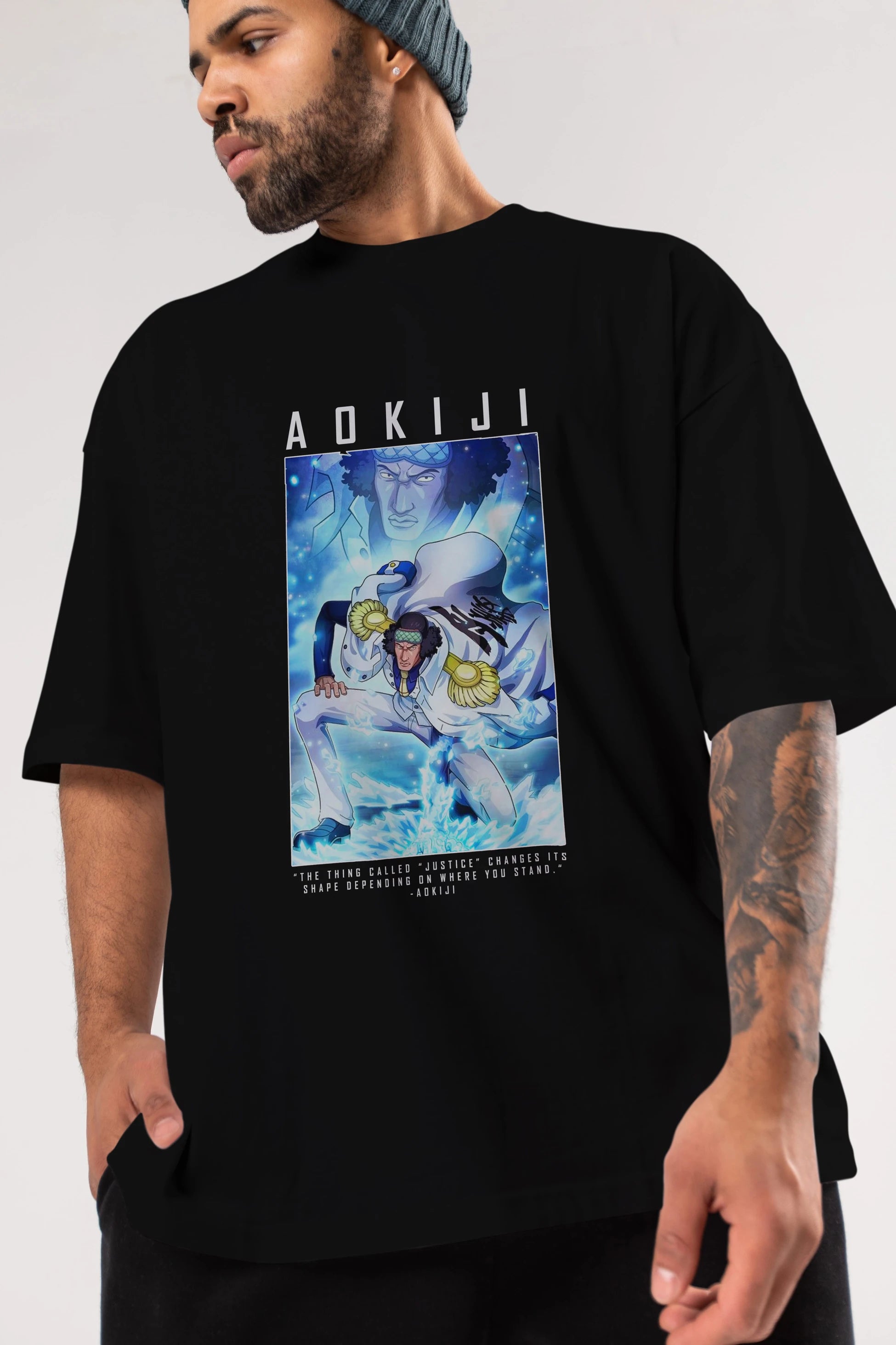 Kuzan Anime Ön Baskılı Oversize t-shirt Erkek Kadın Unisex