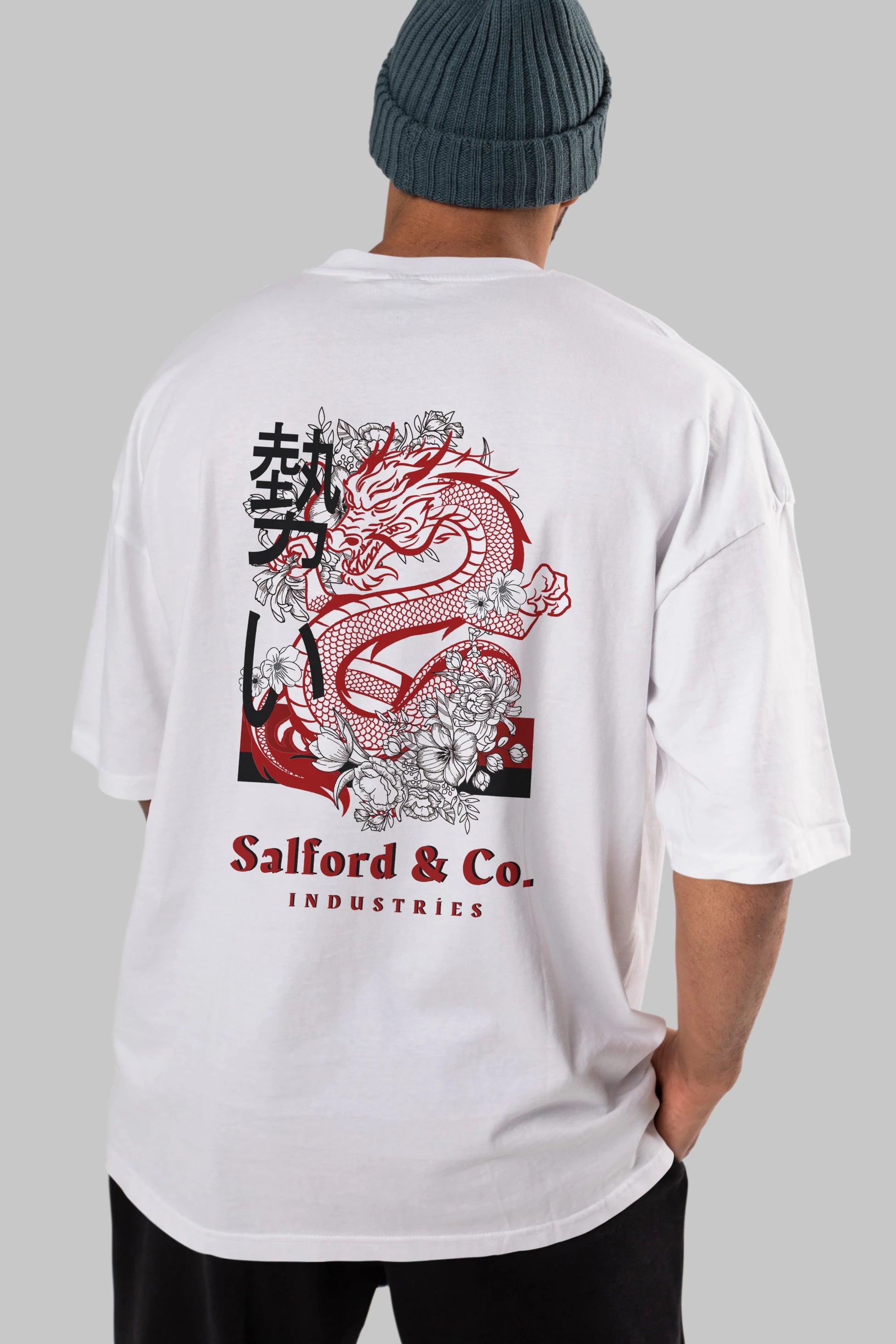 Dragon Arka Baskılı Oversize t-shirt Erkek Kadın Unisex