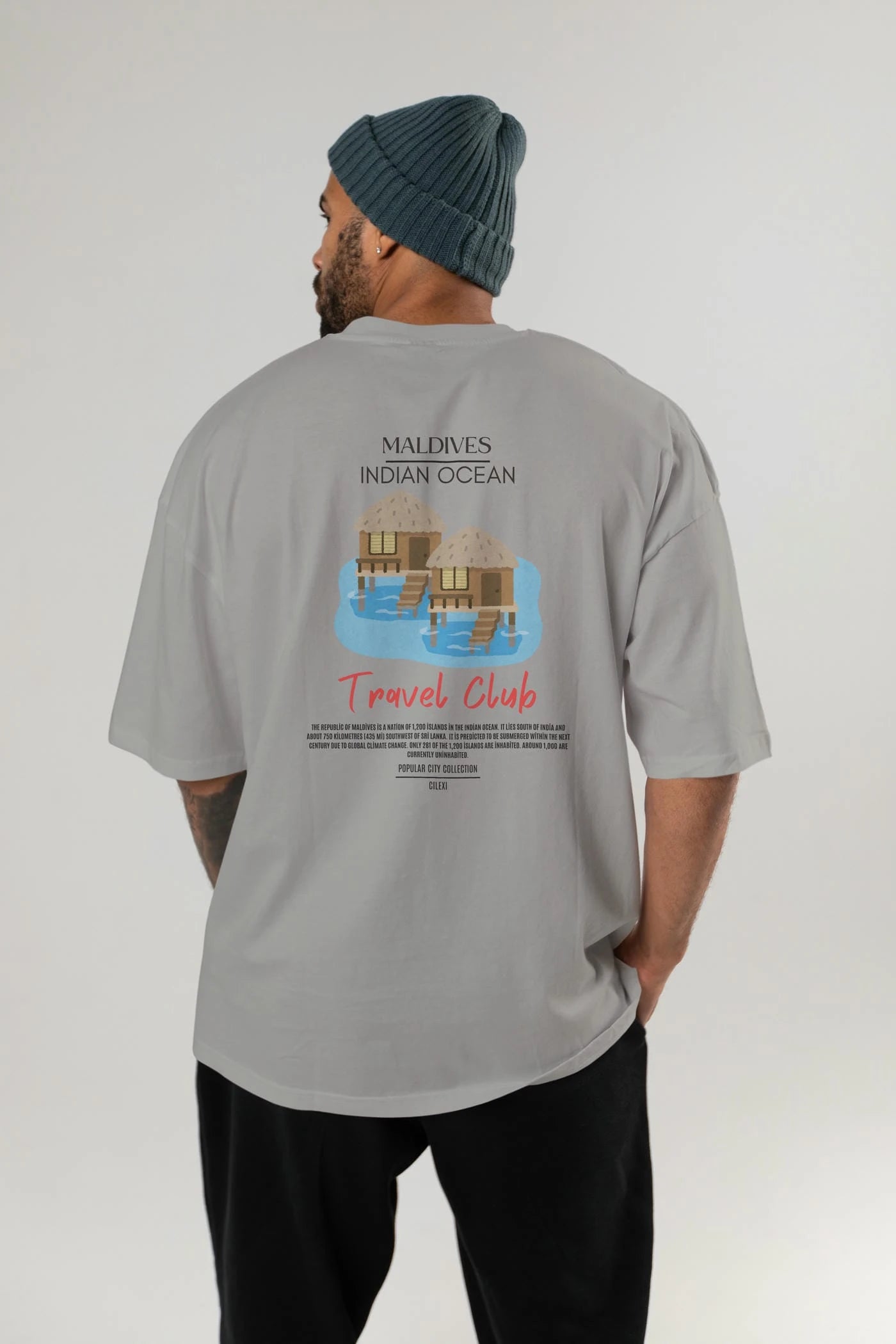 Maldives İndian Ocean Arka Baskılı Oversize t-shirt Erkek Kadın Pamuk Bisiklet Yaka tişort
