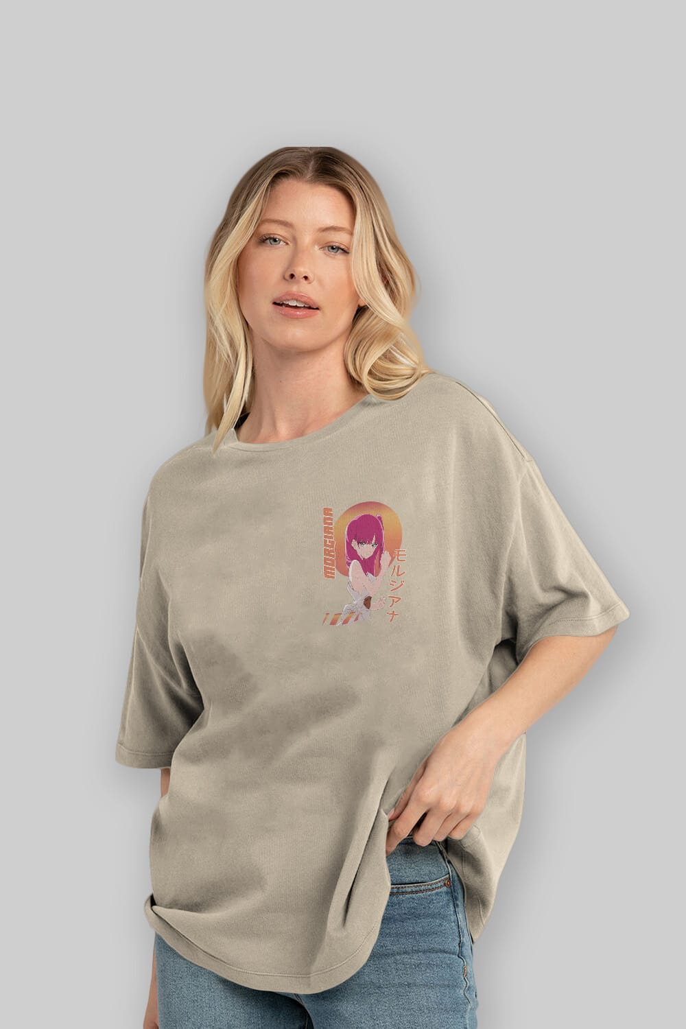 Morgiana 5 Ön Sol Baskılı Oversize t-shirt Erkek Kadın Unisex %100 Pamuk Bisiklet Yaka tişort