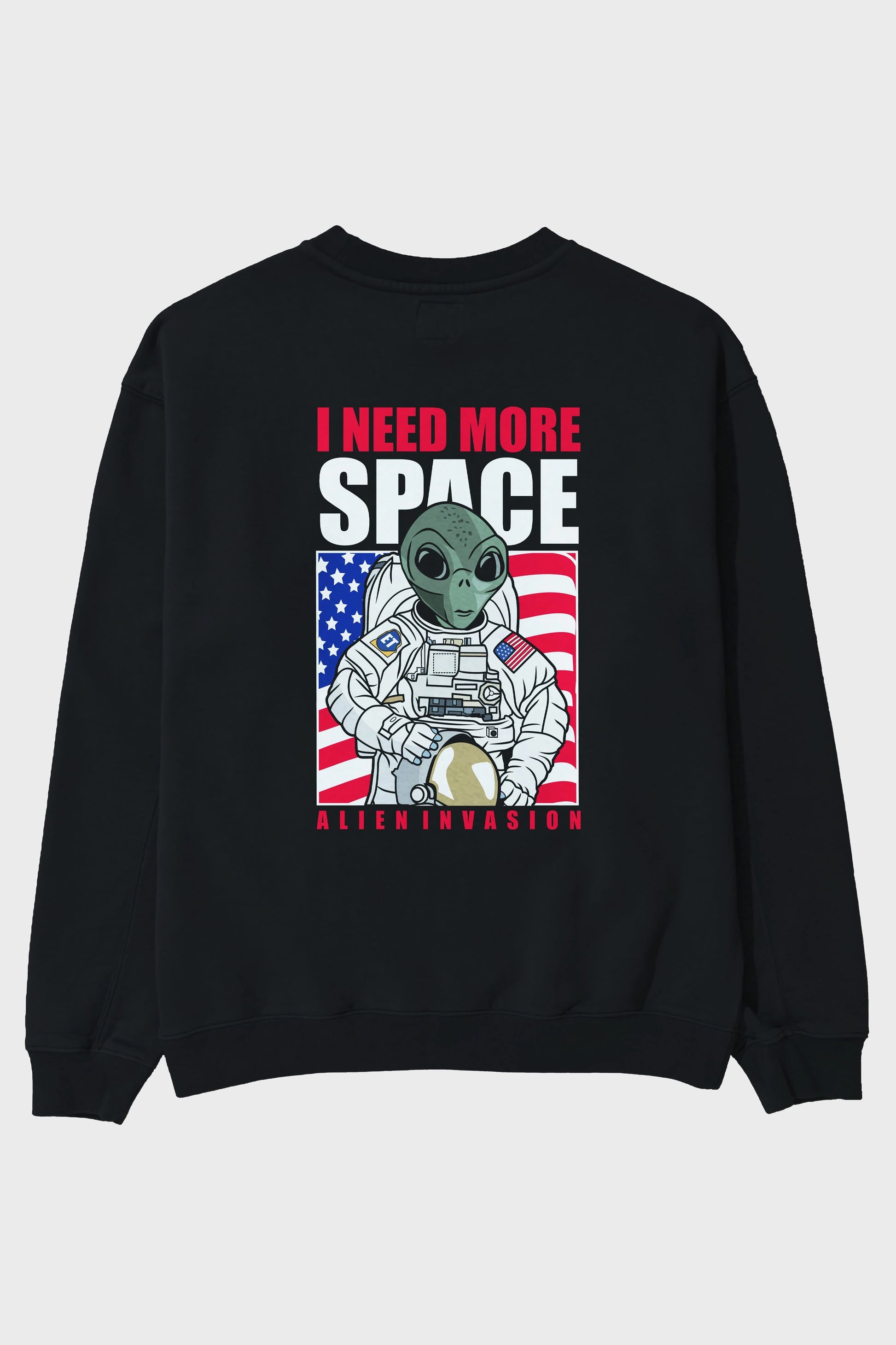 Alien Astronaut Arka Baskılı Oversize Sweatshirt Erkek Kadın Unisex