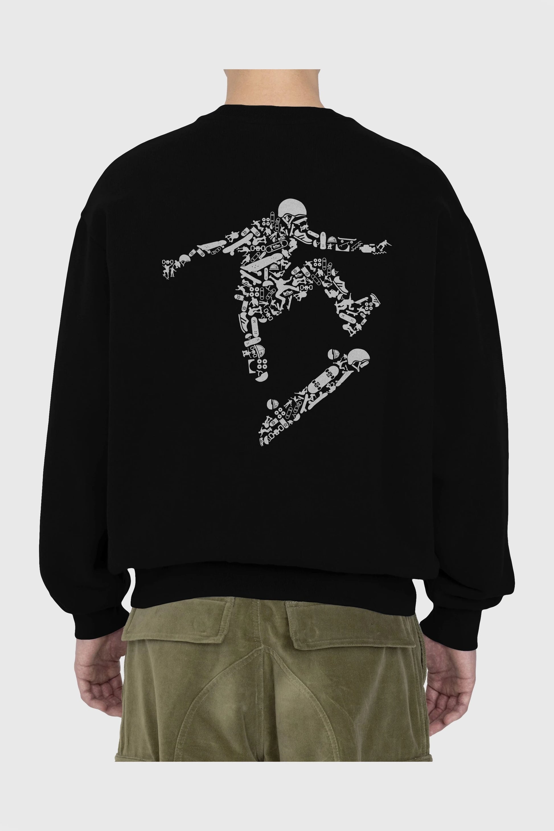 Skater Arka Baskılı Oversize Sweatshirt Erkek Kadın Unisex