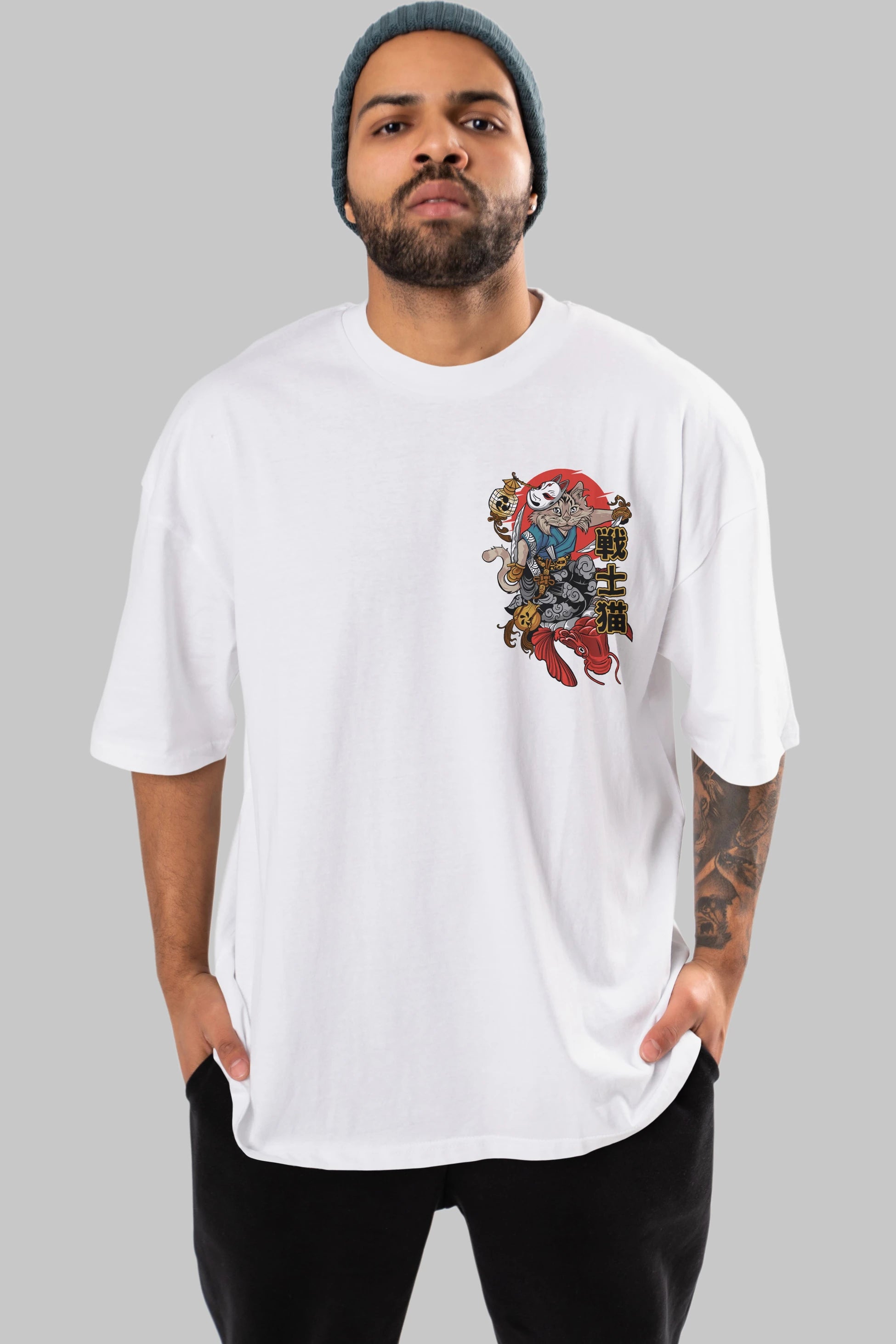TRIBAL (2) Ön Sol Baskılı Oversize t-shirt Erkek Kadın Unisex %100 Pamuk Bisiklet Yaka tişort