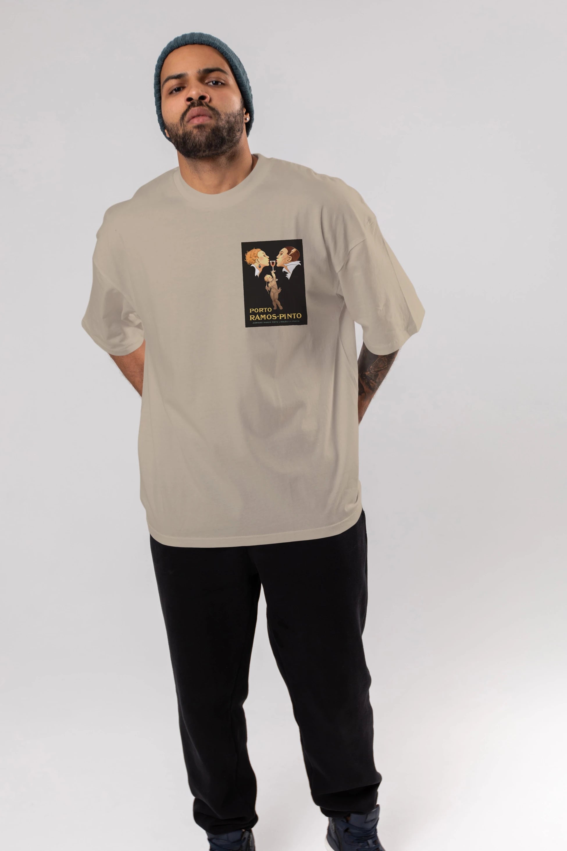 Porto Ramos Pinto Ön Sol Baskılı Oversize t-shirt Erkek Kadın Unisex %100 Pamuk Bisiklet Yaka tişort