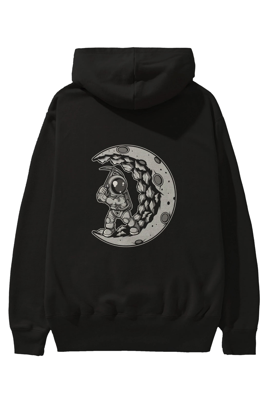 Astronaut Moon Digger Arka Baskılı Hoodie Oversize Kapüşonlu Sweatshirt Erkek Kadın Unisex