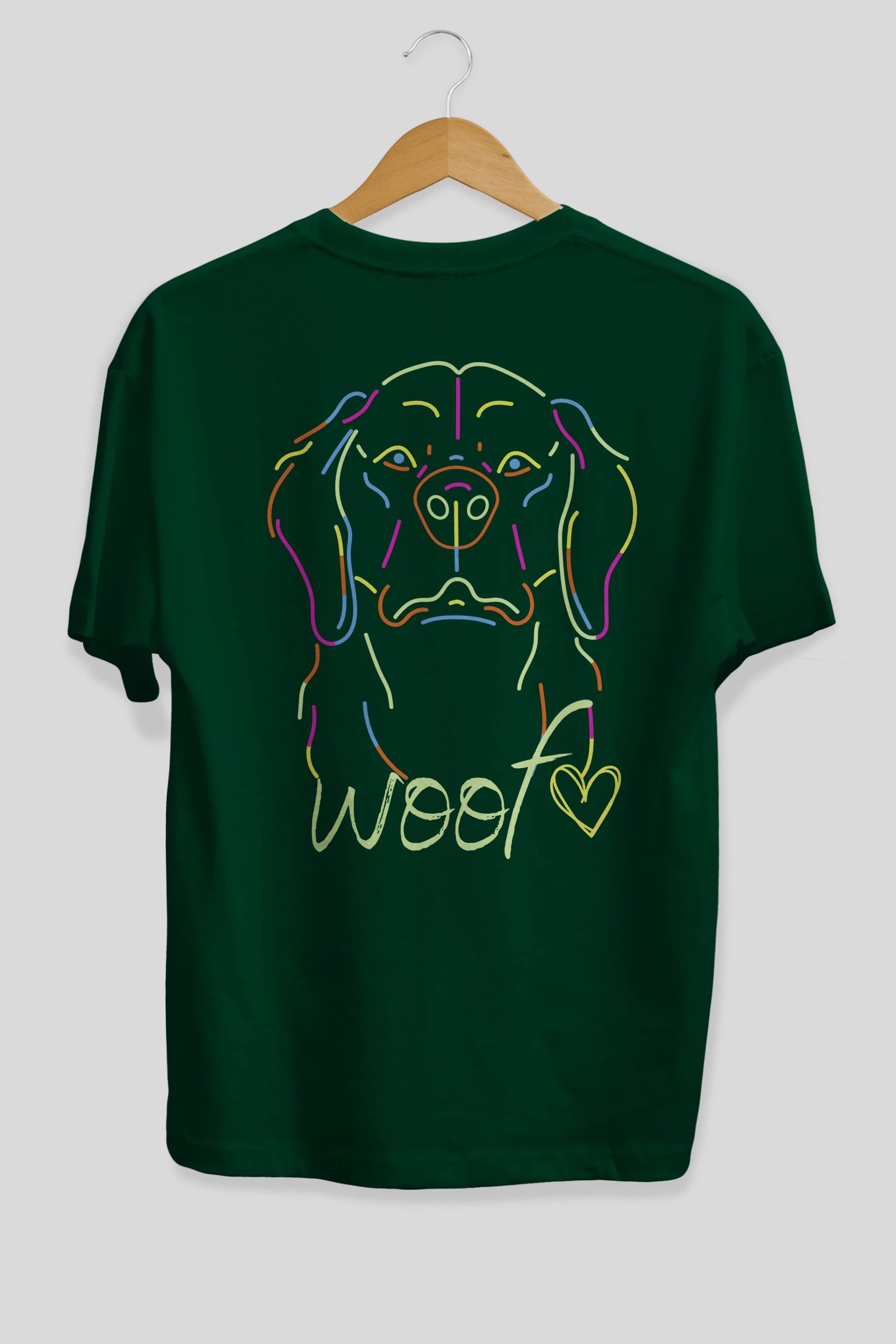 Neon Dog Arka Baskılı Oversize t-shirt Erkek Kadın Unisex