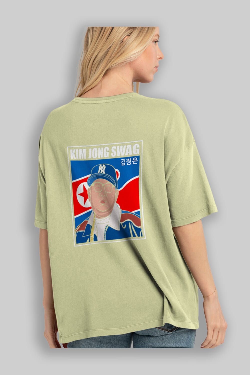 King Jong Swag Arka Baskılı Oversize t-shirt Erkek Kadın Unisex %100 Pamuk tişort