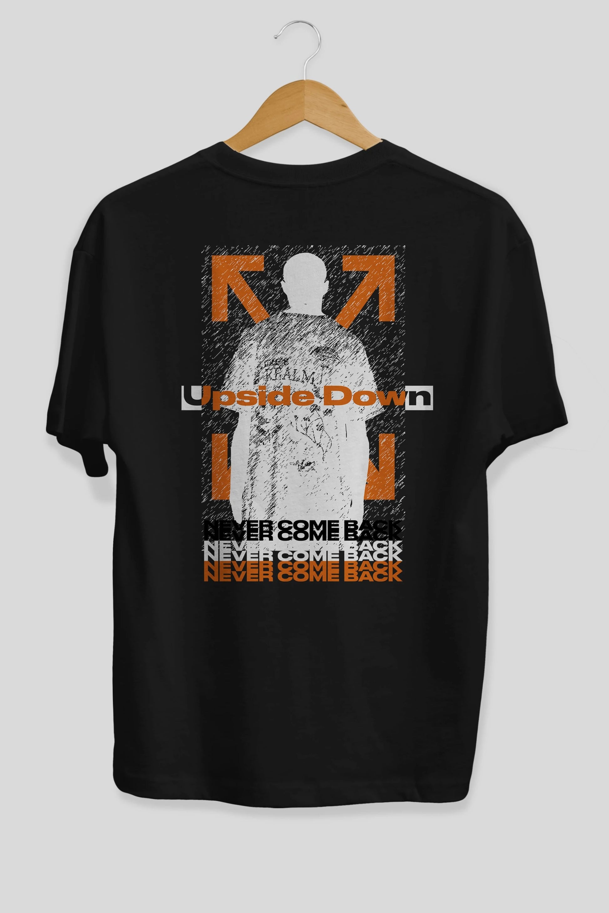 Upside Down Arka Baskılı Oversize t-shirt Erkek Kadın Unisex