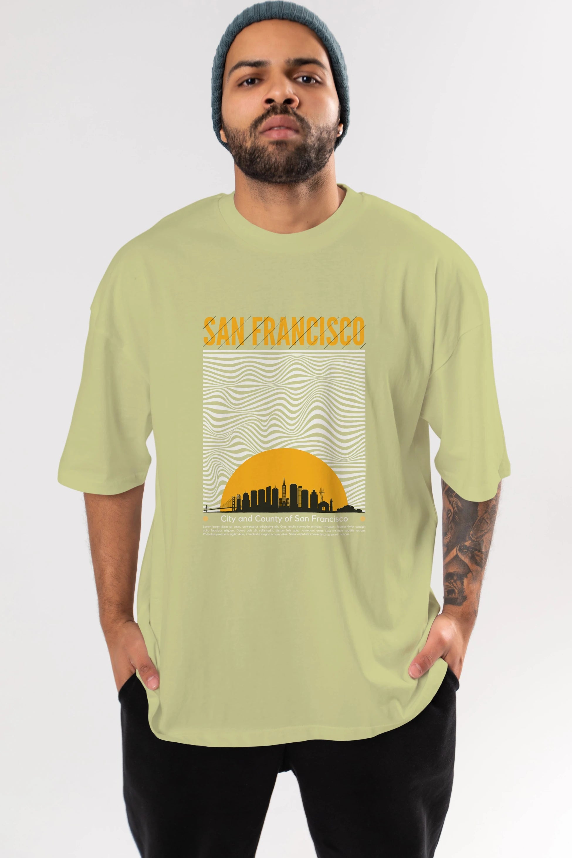 San Francisco Yazılı Ön Baskılı Oversize t-shirt Erkek Kadın Unisex