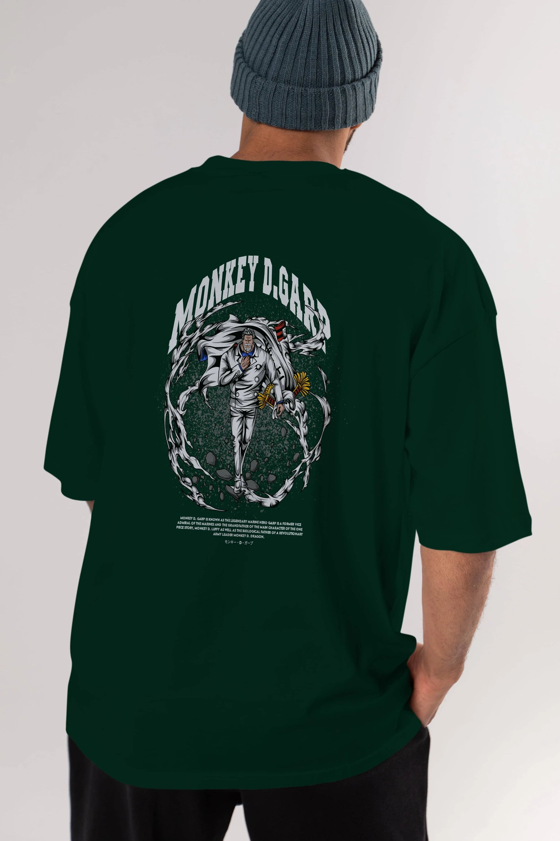 Monkey D. Garp Anime Arka Baskılı Oversize t-shirt Erkek Kadın Unisex