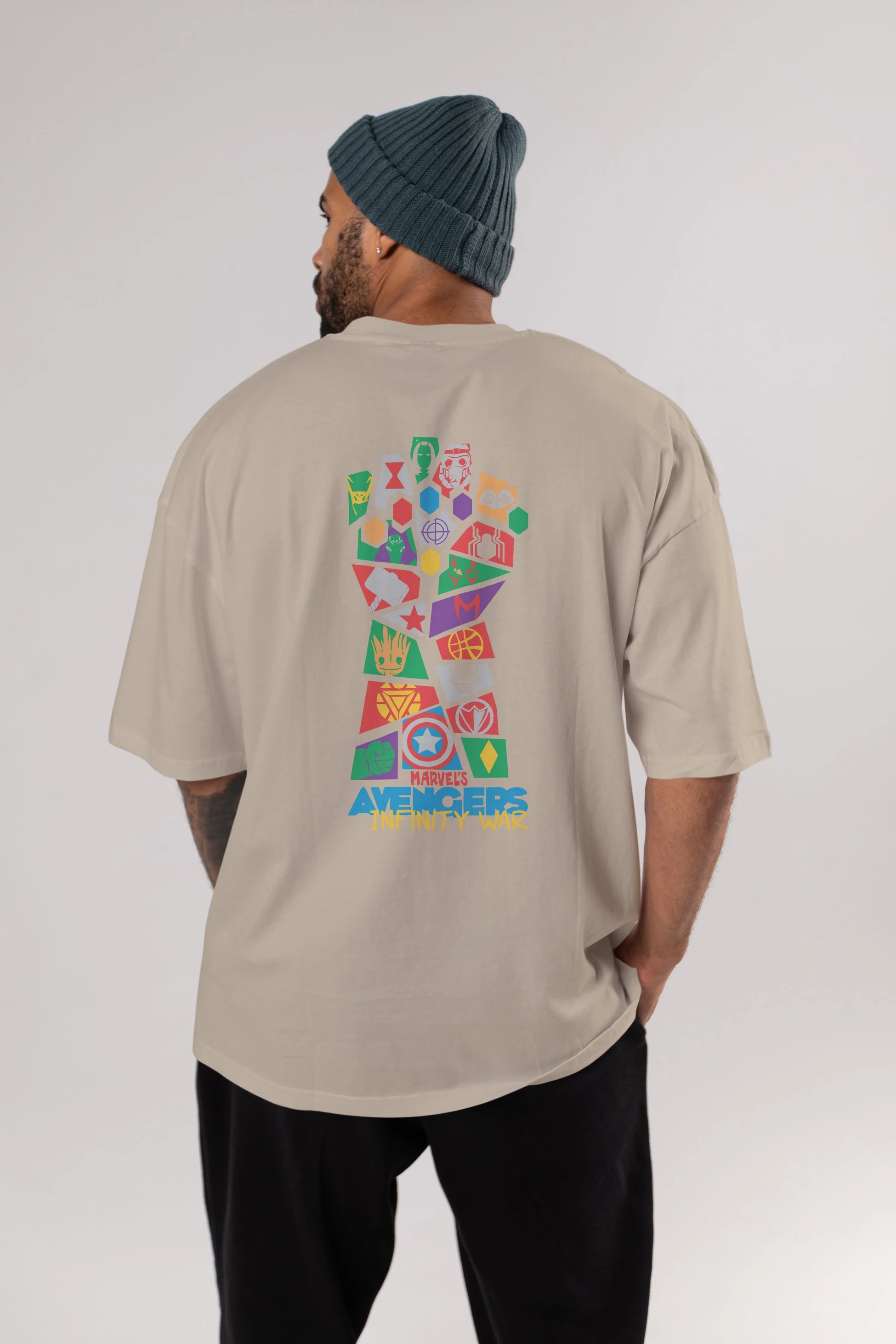 The Avengers Arka Baskılı Oversize t-shirt Erkek Kadın Unisex %100 Pamuk Bisiklet Yaka tişort