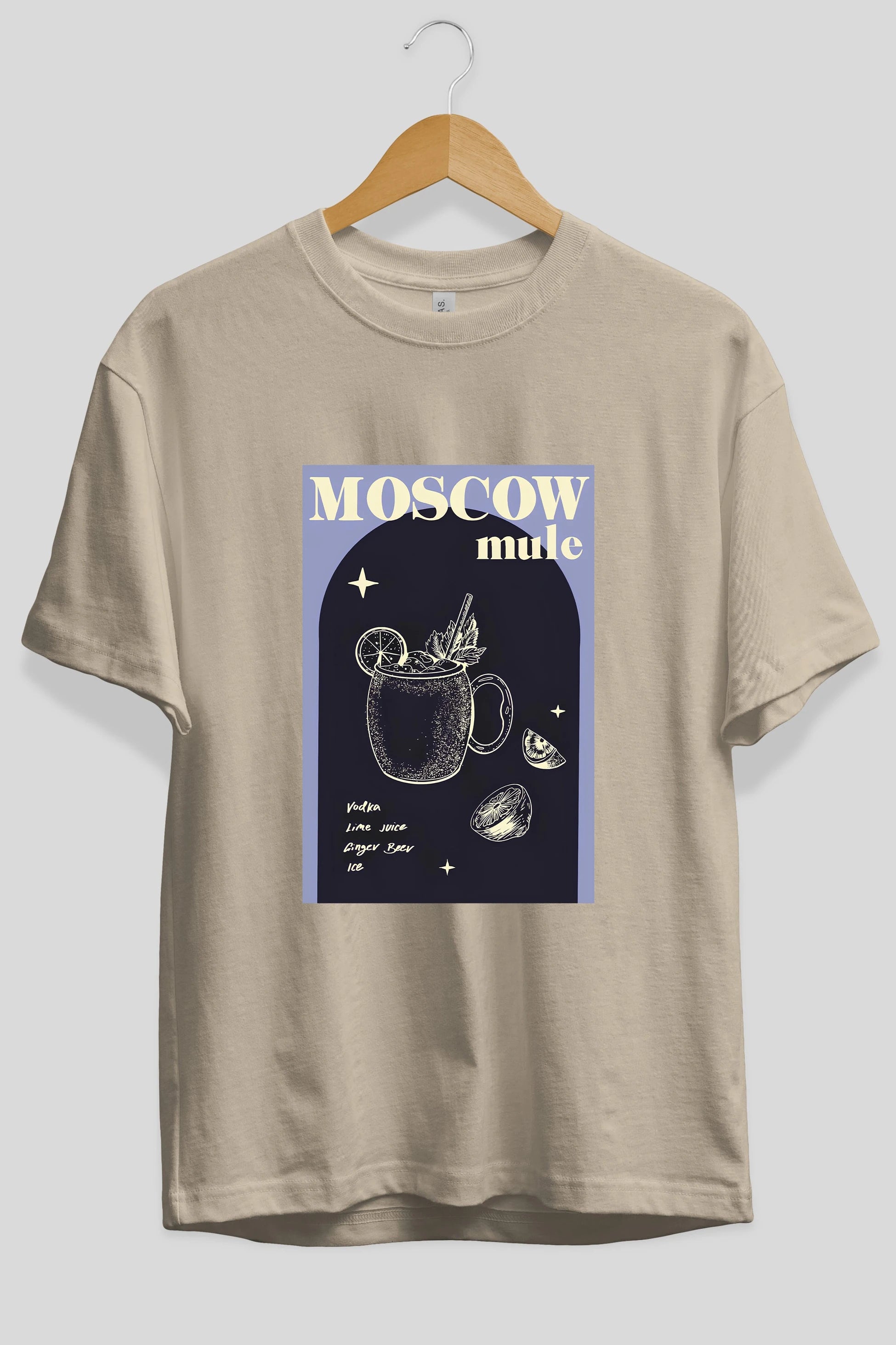 Moscow Mule Ön Baskılı Oversize t-shirt Erkek Kadın Unisex %100 Pamuk Bisiklet Yaka tişort