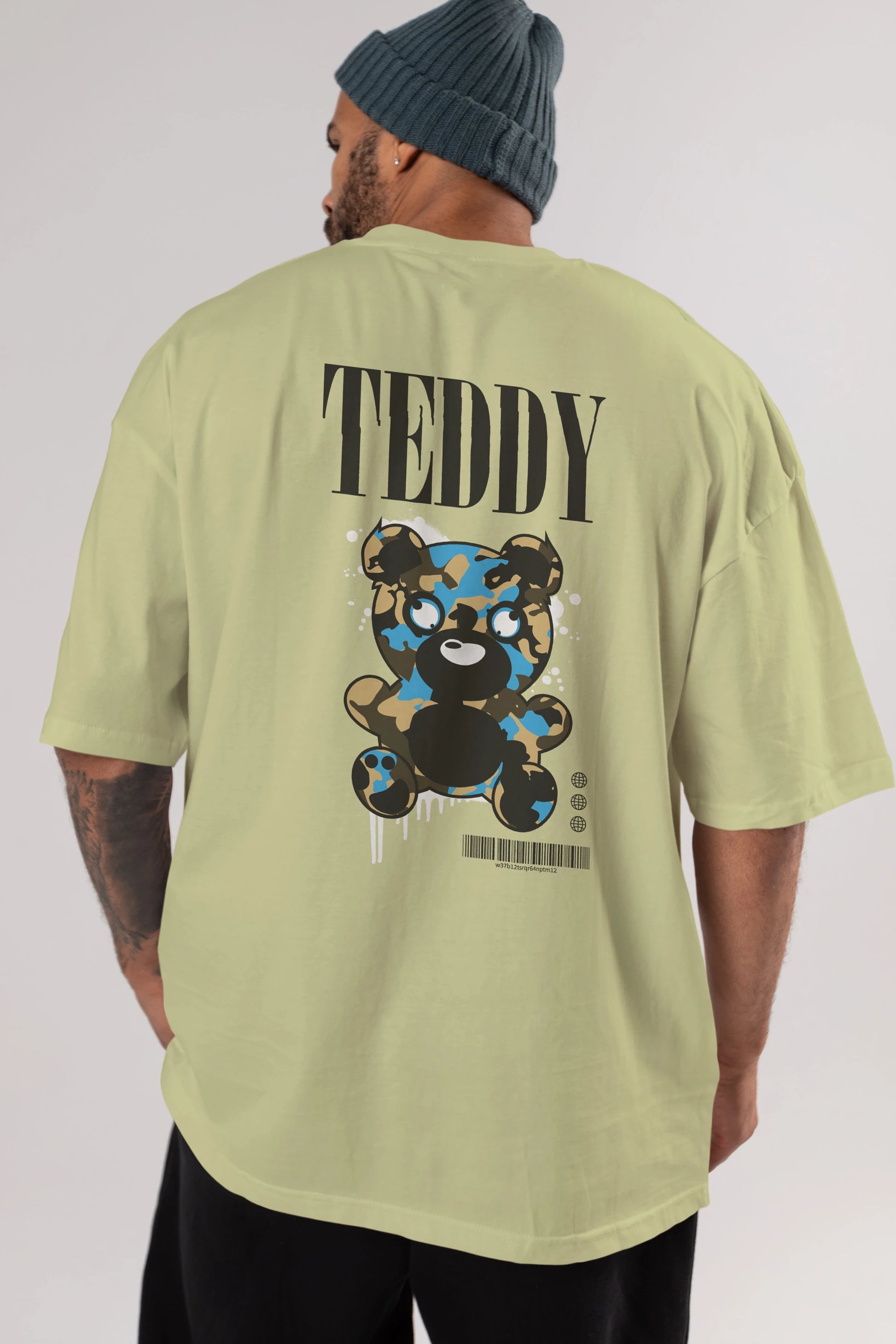 Teddy Bear Streetwear Arka Baskılı Oversize t-shirt Erkek Kadın Unisex