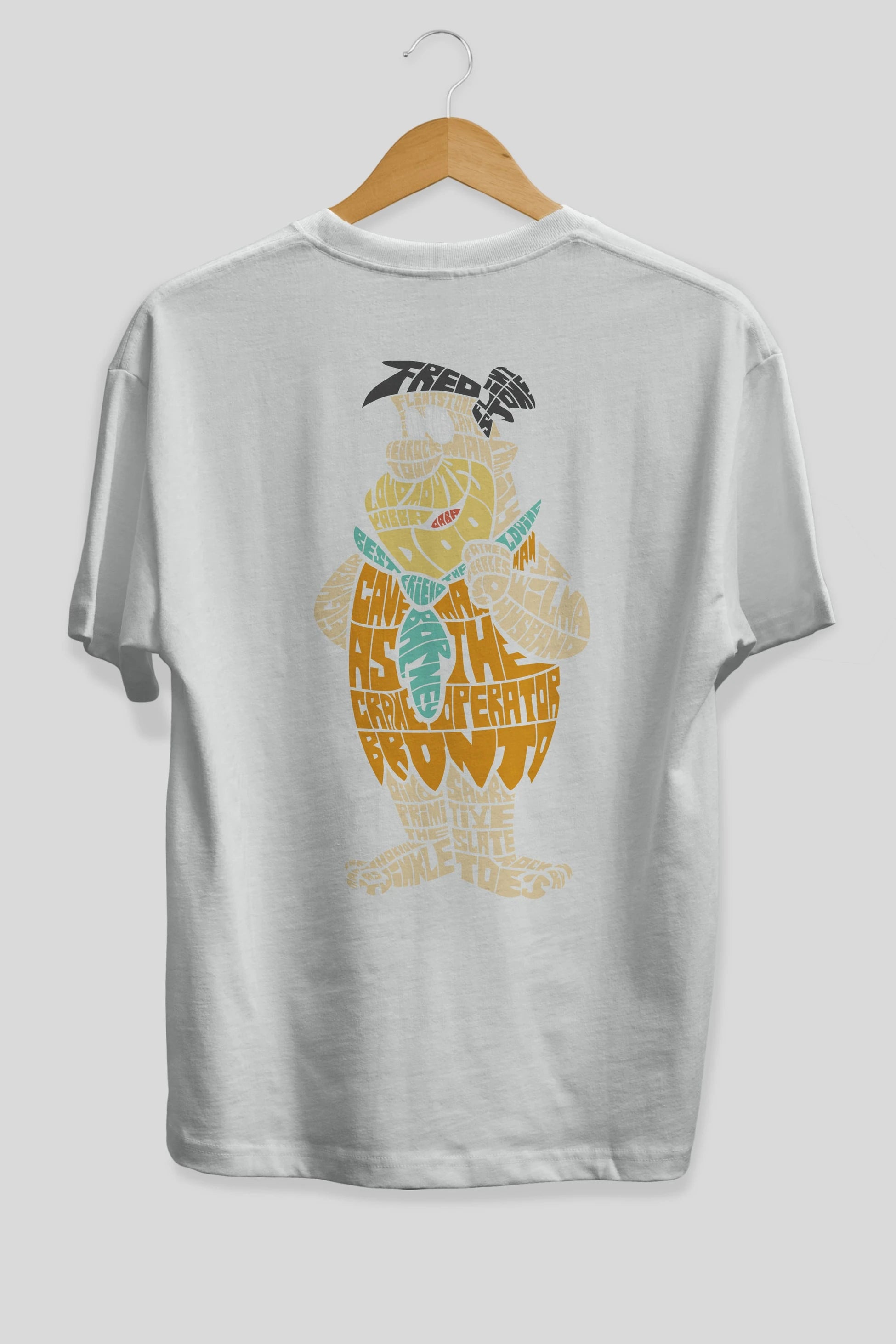 Fred Flintstone Arka Baskılı Oversize t-shirt %100 pamuk Erkek Kadın Unisex