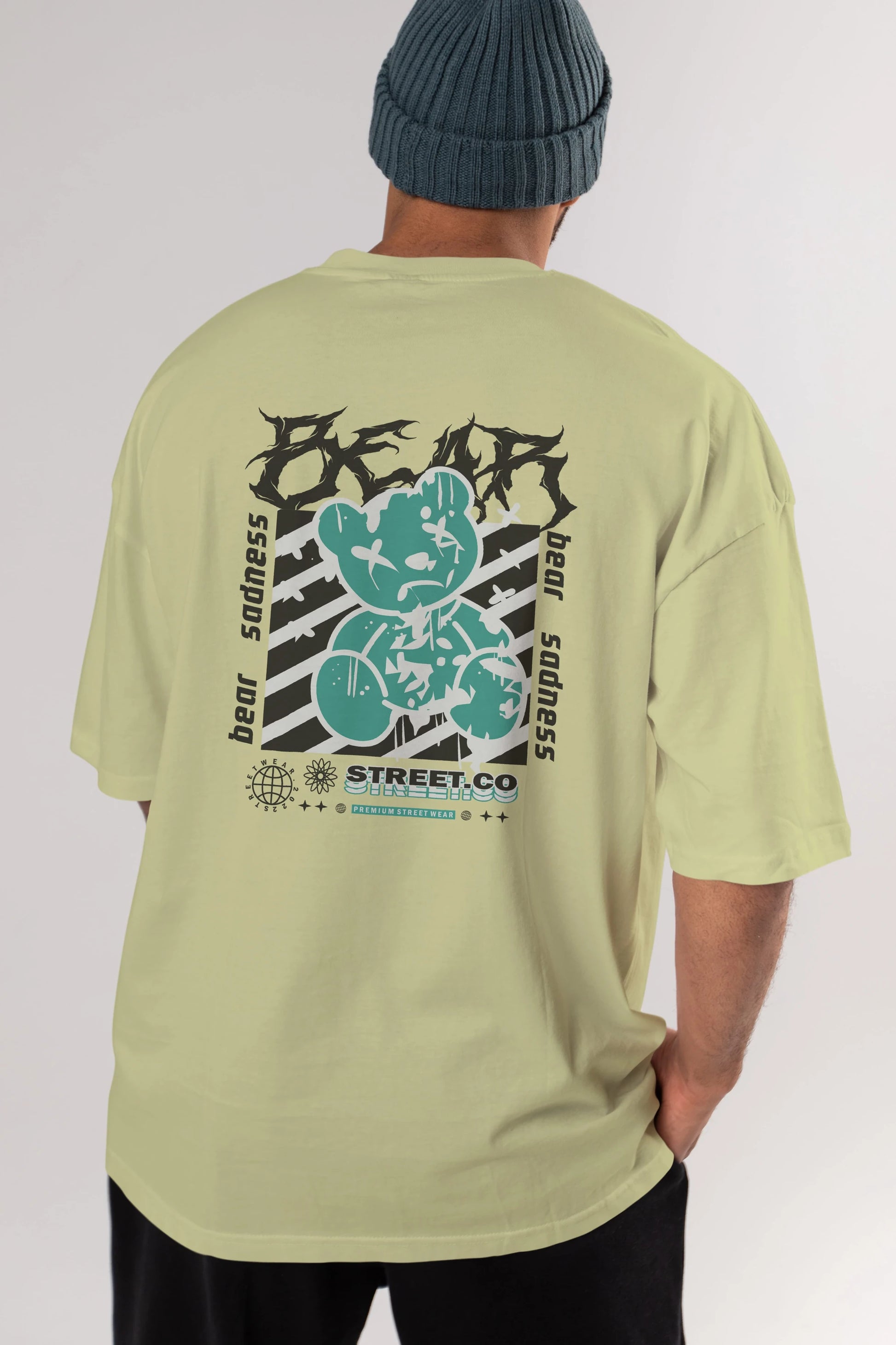 Bear Sadness Arka Baskılı Oversize t-shirt Erkek Kadın Unisex