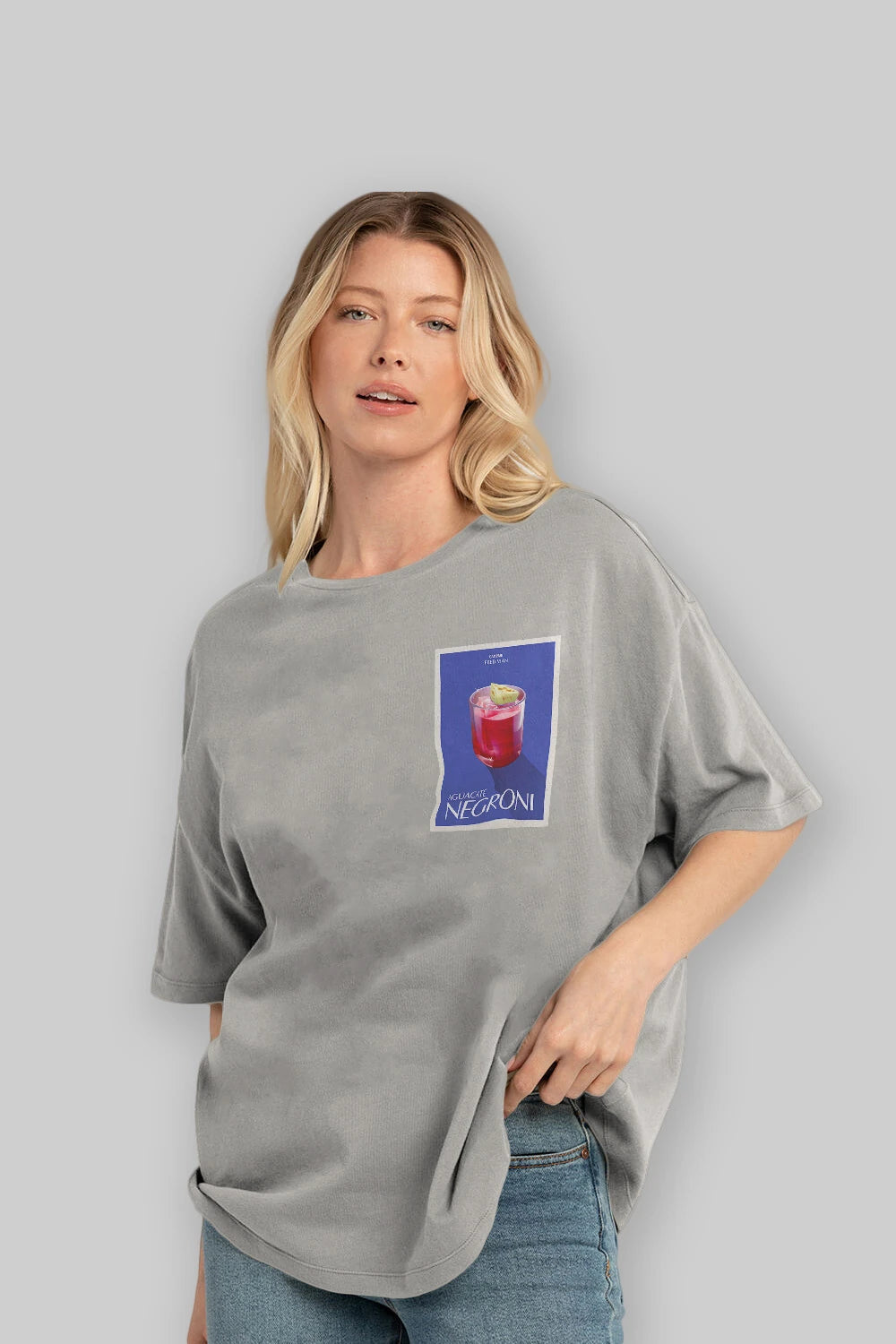 Aguacate Negroni Ön Sol Baskılı Oversize t-shirt Erkek Kadın Unisex %100 Pamuk Bisiklet Yaka tişort