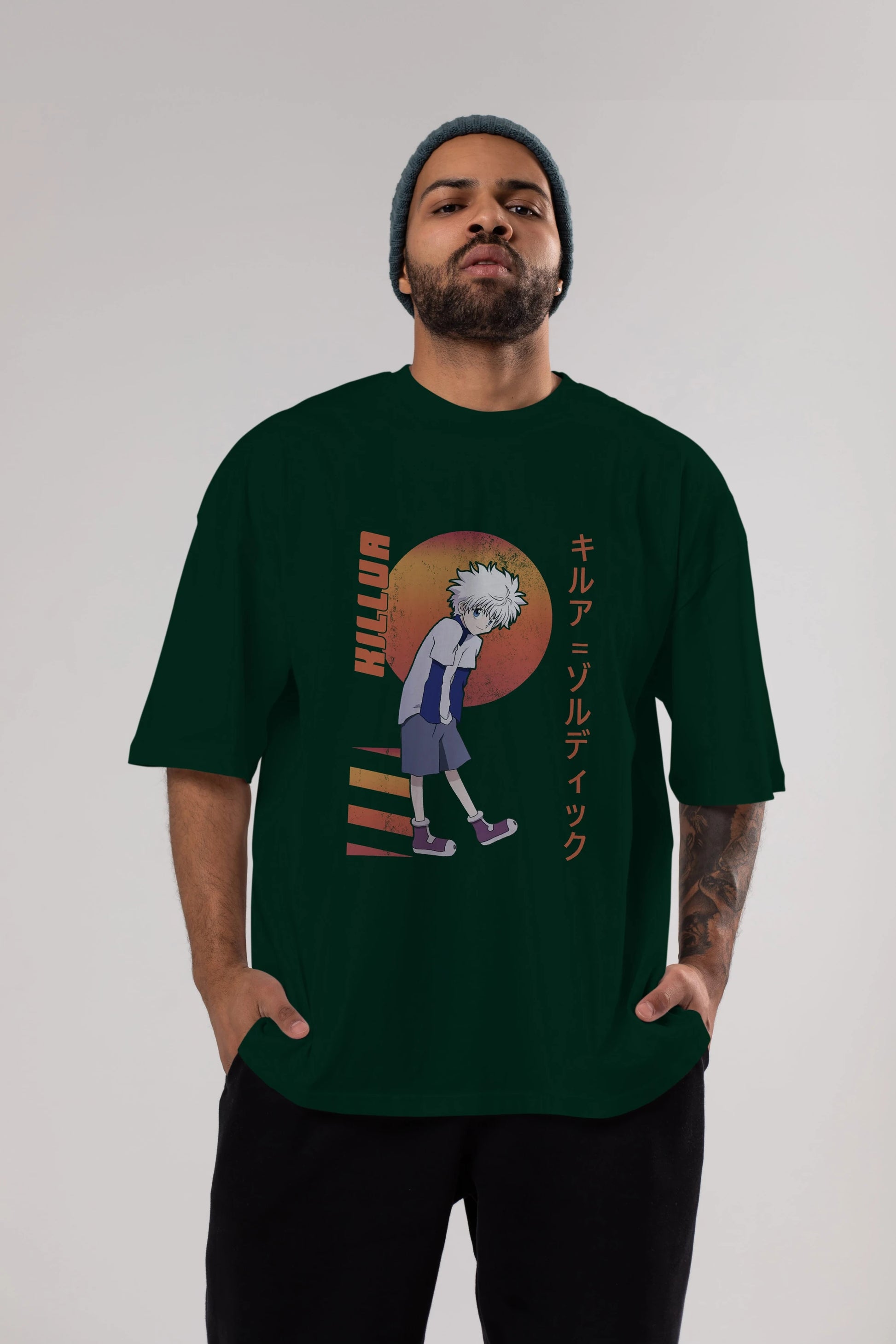 Killua Zoldyck 5 2 Anime Ön Baskılı Oversize t-shirt %100 pamuk Erkek Kadın Unisex