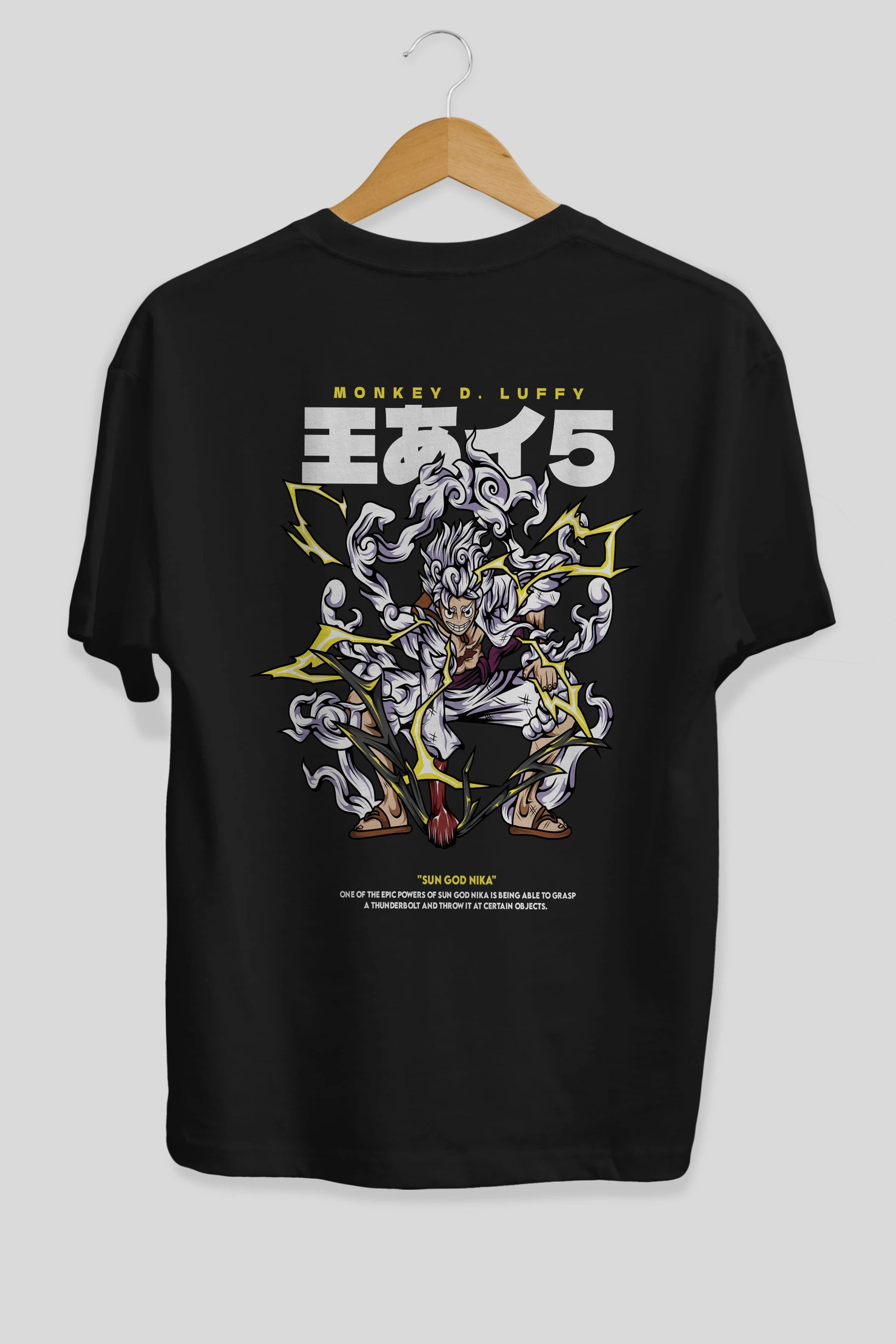 Monkey D. Luffy GEAR5 1 Anime Arka Baskılı Oversize t-shirt Erkek Kadın Unisex
