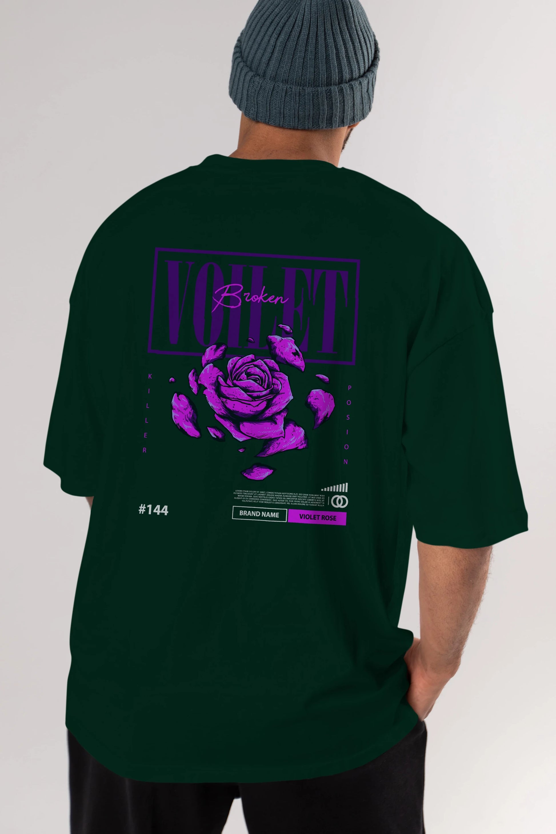 Voilet Broken Arka Baskılı Oversize t-shirt Erkek Kadın Unisex