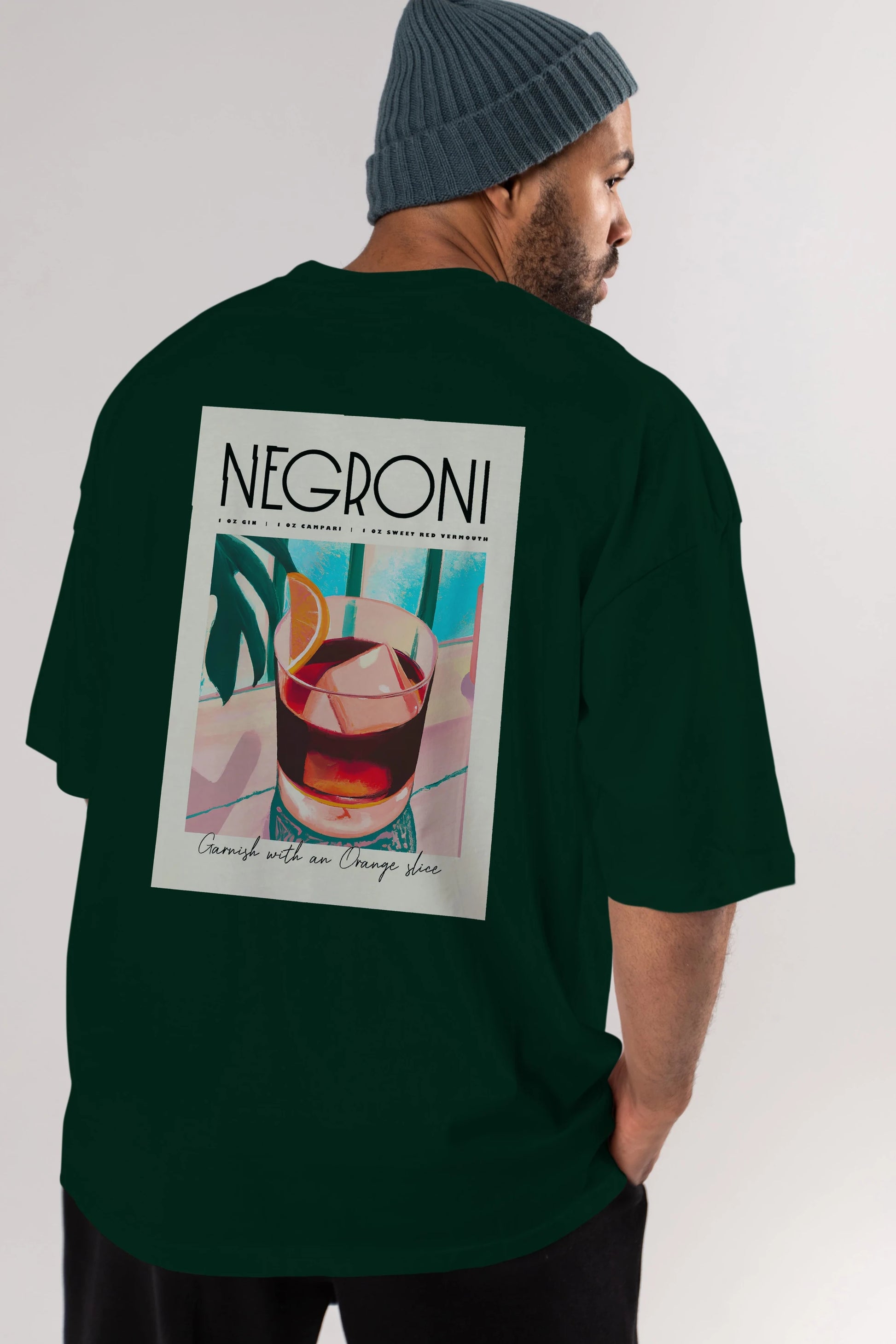 Negroni 4 Arka Baskılı Oversize t-shirt Erkek Kadın Unisex %100 Pamuk Bisiklet Yaka tişort