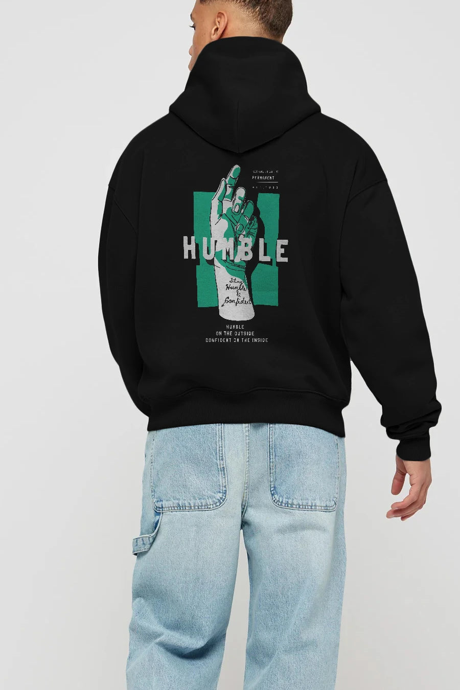 Humble Arka Baskılı Hoodie Oversize Kapüşonlu Sweatshirt Erkek Kadın Unisex