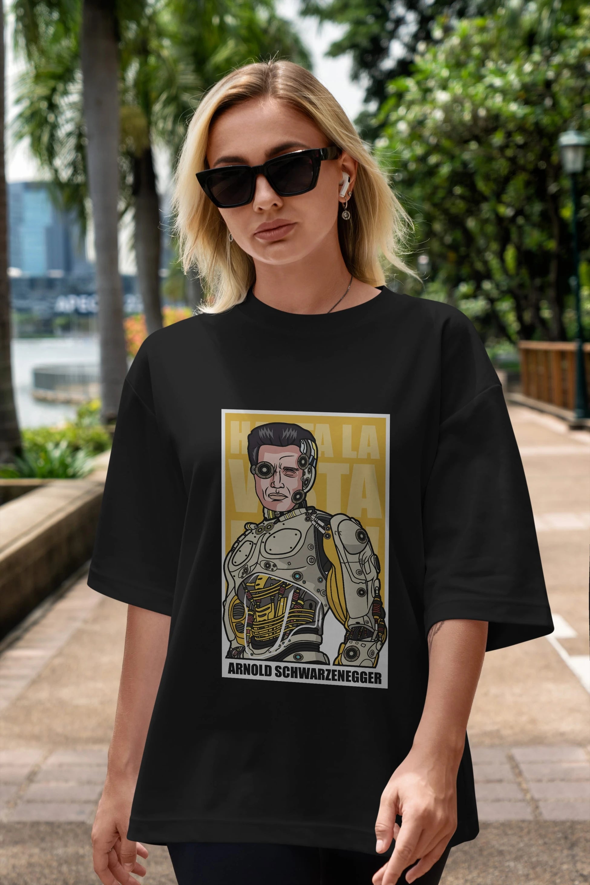 Arnold Robot Human Ön Baskılı Oversize t-shirt Erkek Kadın Unisex %100 Pamuk tişort