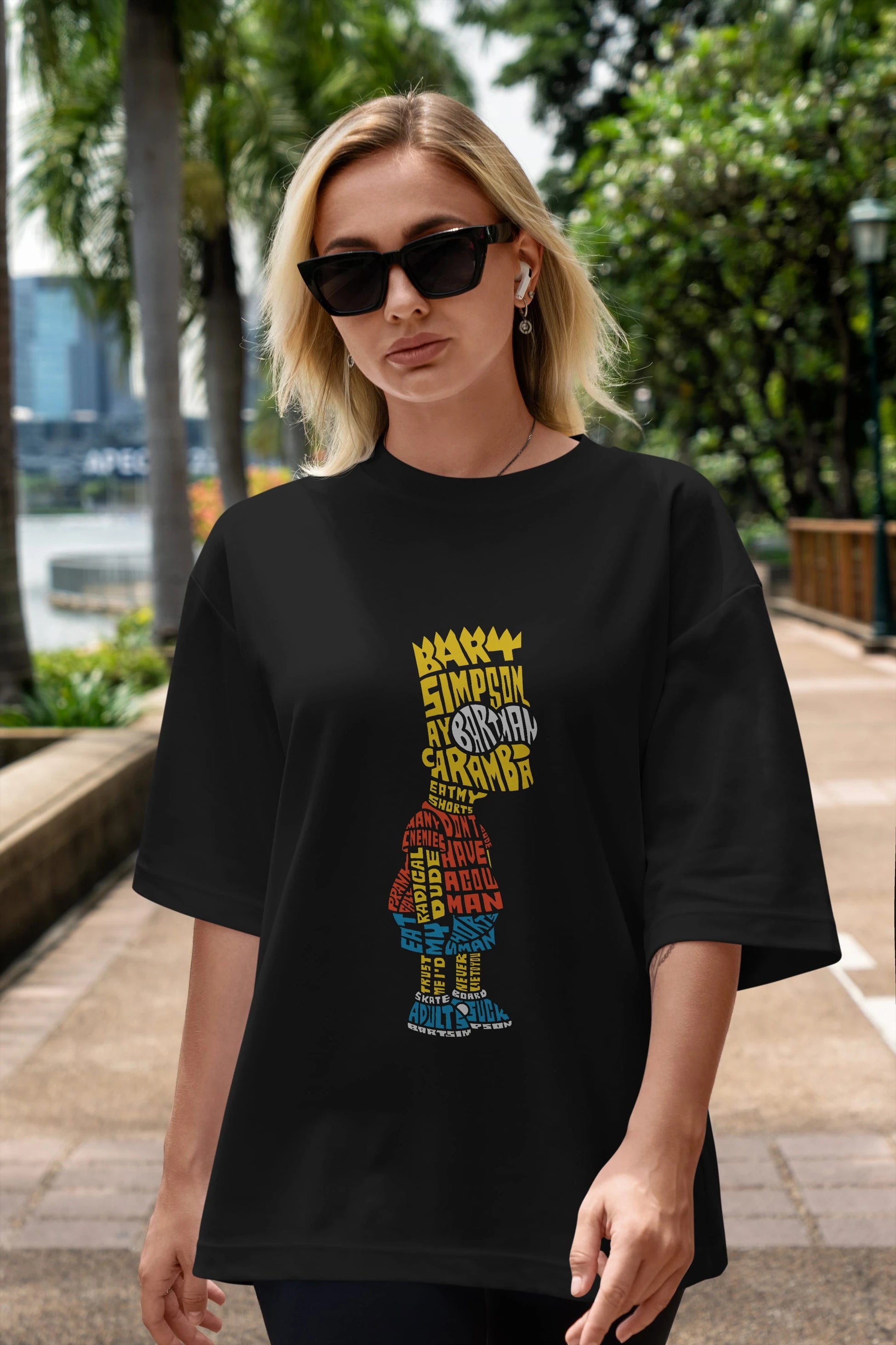 Bart Simpson Ön Baskılı Oversize t-shirt %100 pamuk Erkek Kadın Unisex