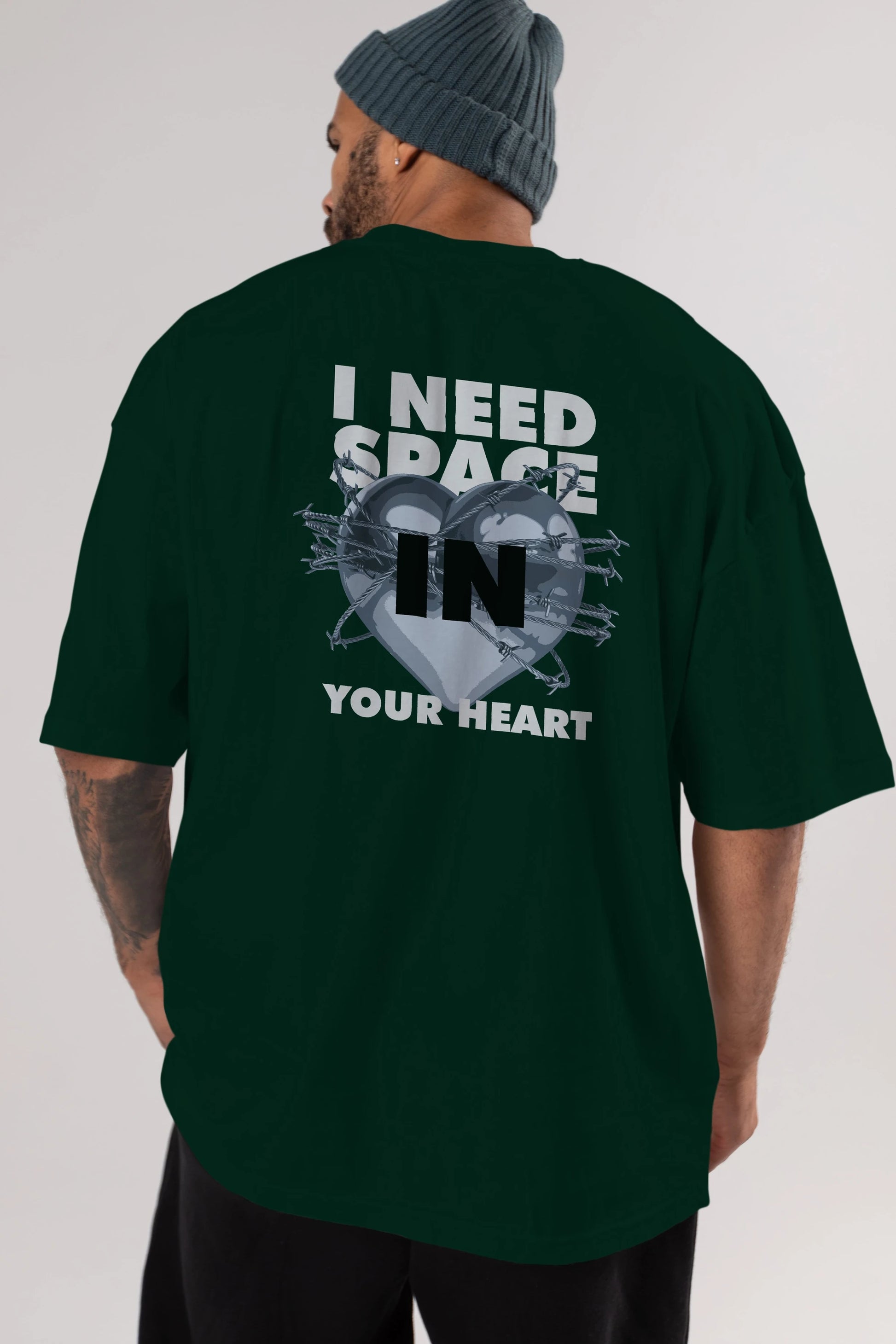 I Need Space Your Heart Arka Baskılı Oversize t-shirt Erkek Kadın Unisex
