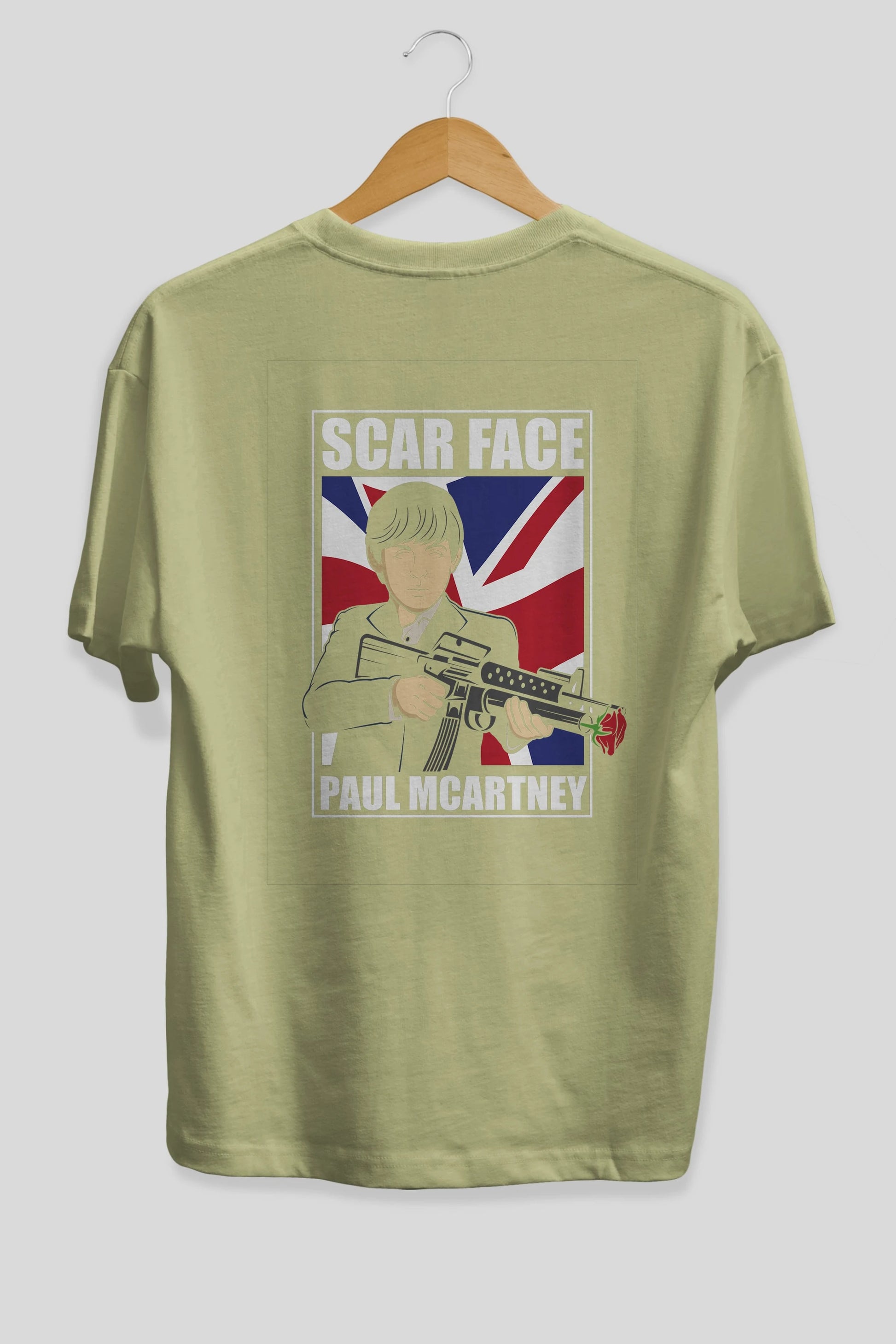 Paul Mccartney Scar Face Arka Baskılı Oversize t-shirt Erkek Kadın Unisex %100 Pamuk tişort