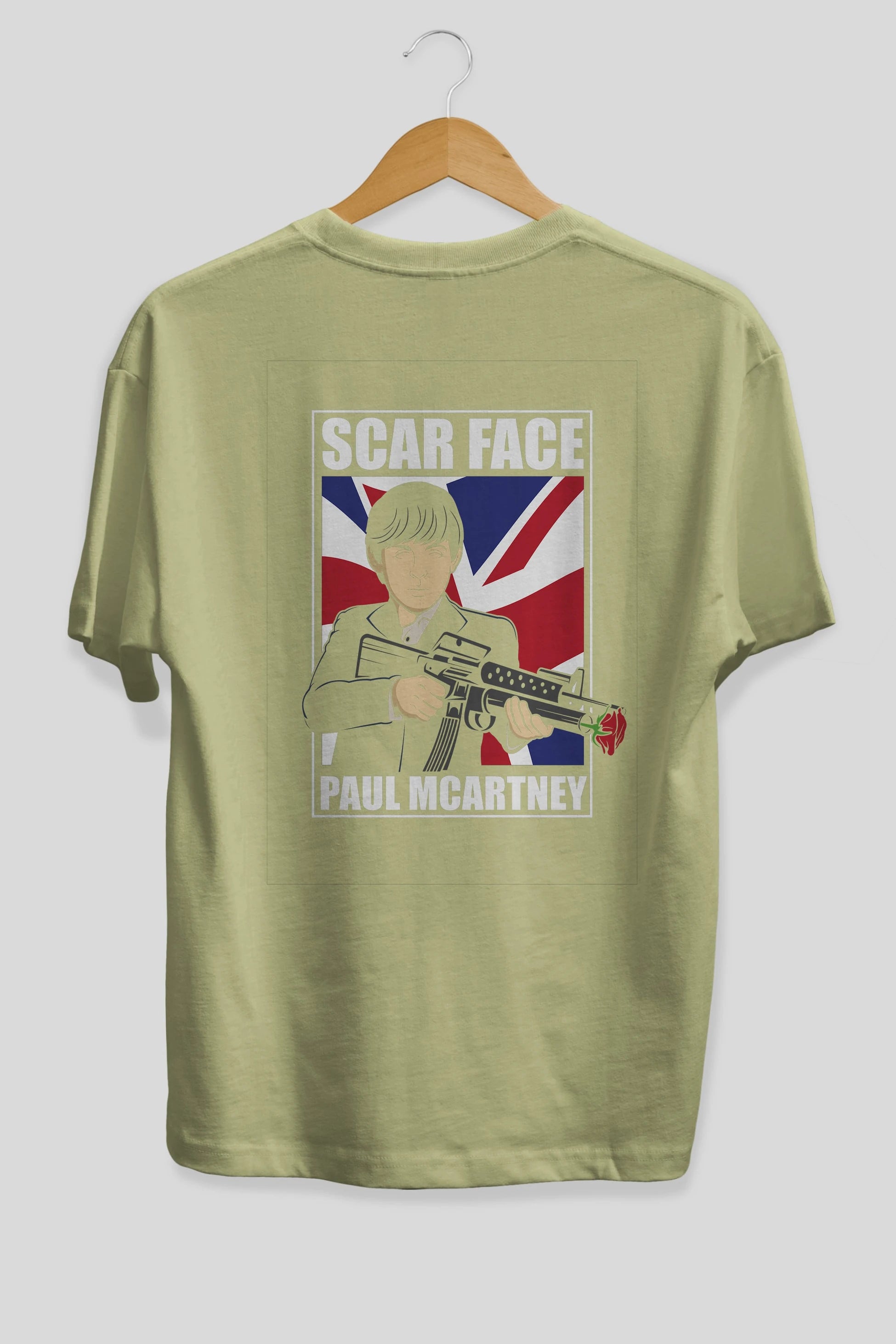 Paul Mccartney Scar Face Arka Baskılı Oversize t-shirt Erkek Kadın Unisex %100 Pamuk tişort