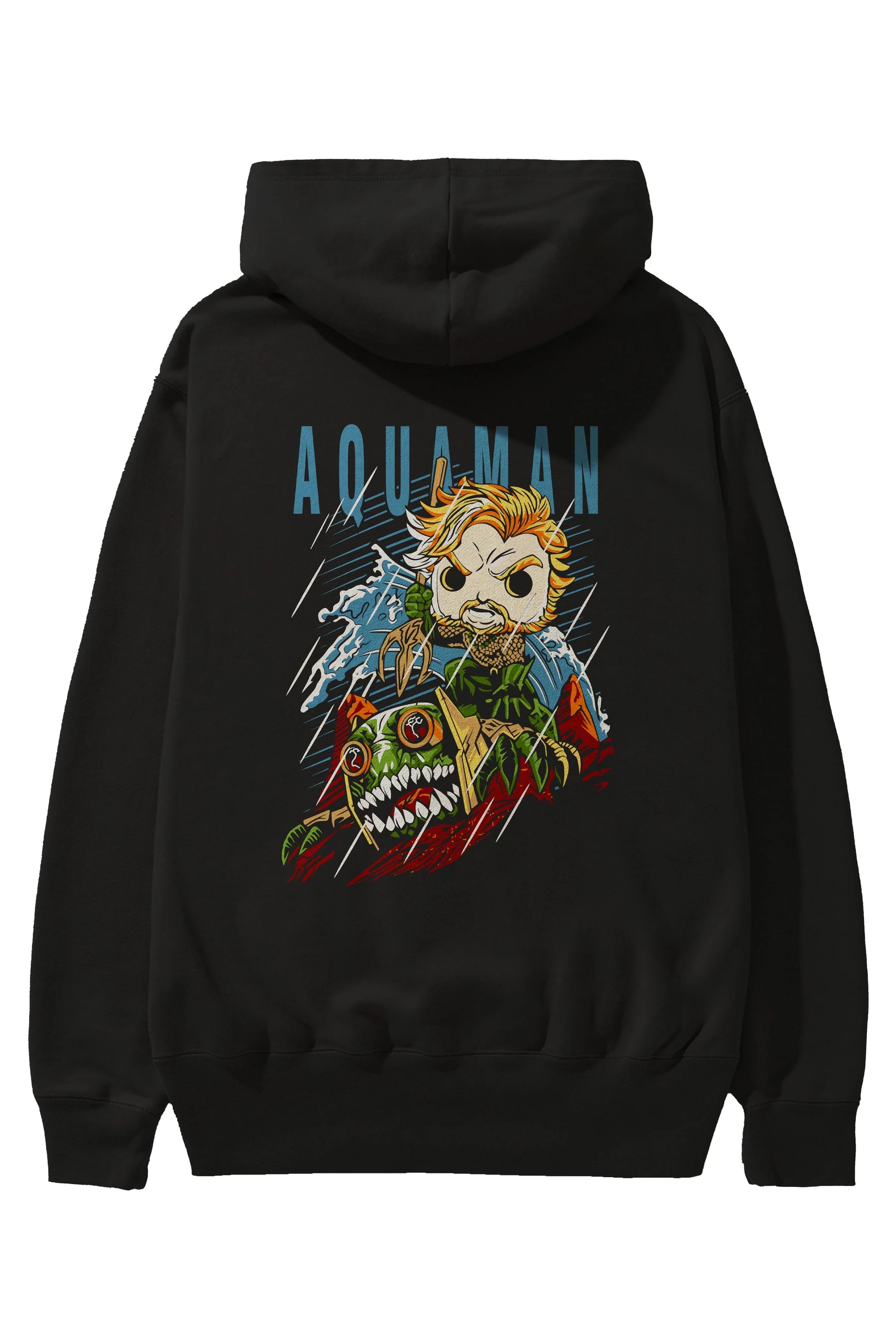Aquaman Arka Baskılı Hoodie Oversize Kapüşonlu Sweatshirt Erkek Kadın Unisex