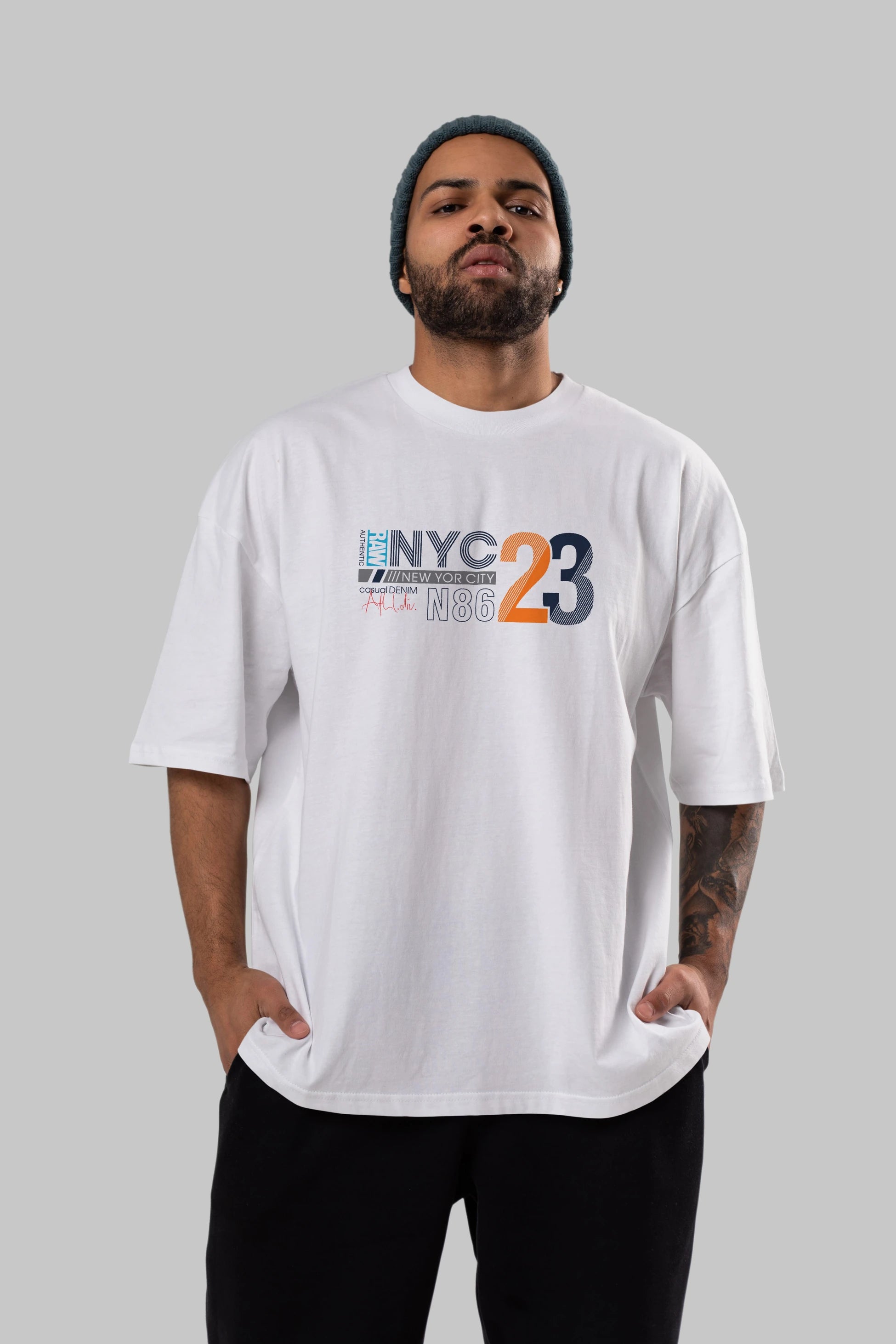 NYC 23 Ön Baskılı Oversize t-shirt Erkek Kadın Unisex