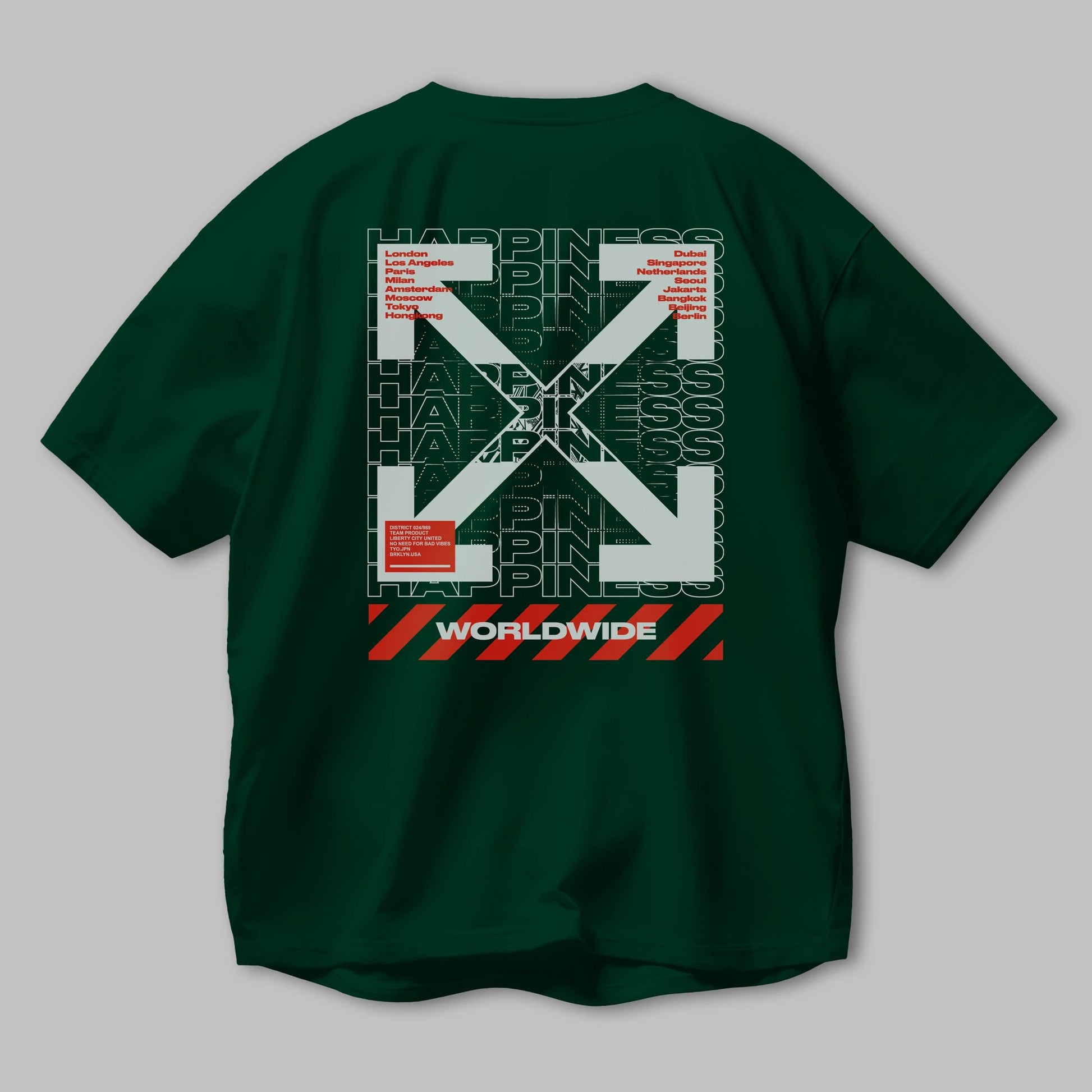 Happiness Worldwide Arka Baskılı Oversize t-shirt Erkek Kadın Unisex