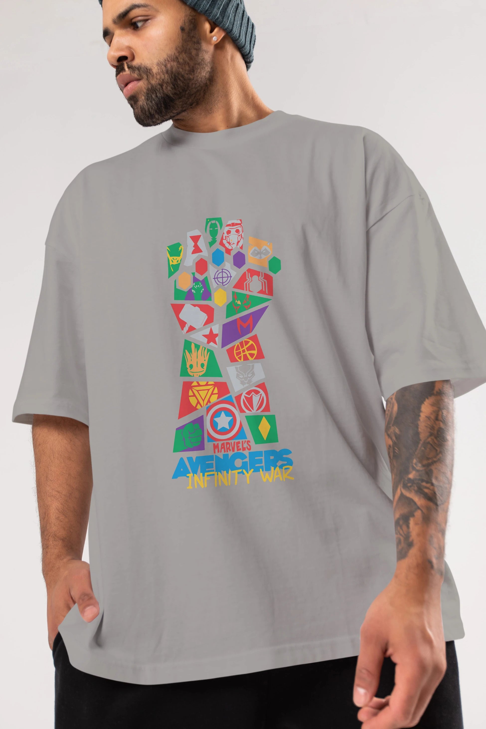 The Avengers Ön Baskılı Oversize t-shirt Erkek Kadın Unisex %100 Pamuk Bisiklet Yaka tişort