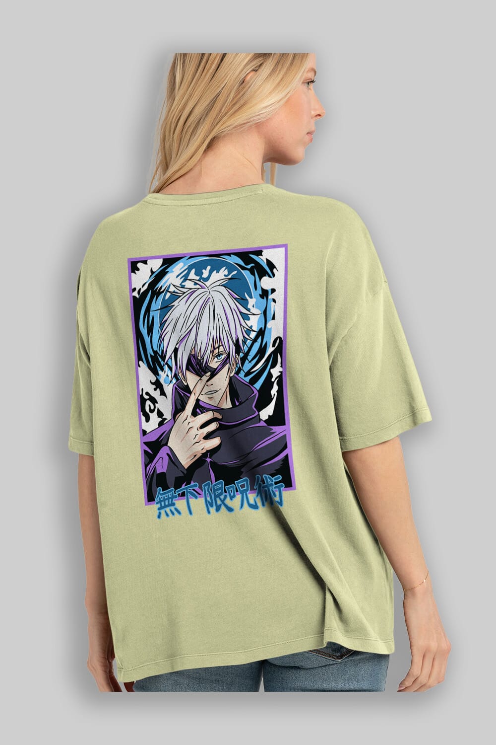 SATORU GOJO 3 Anime Arka Baskılı Oversize t-shirt Erkek Kadın Unisex