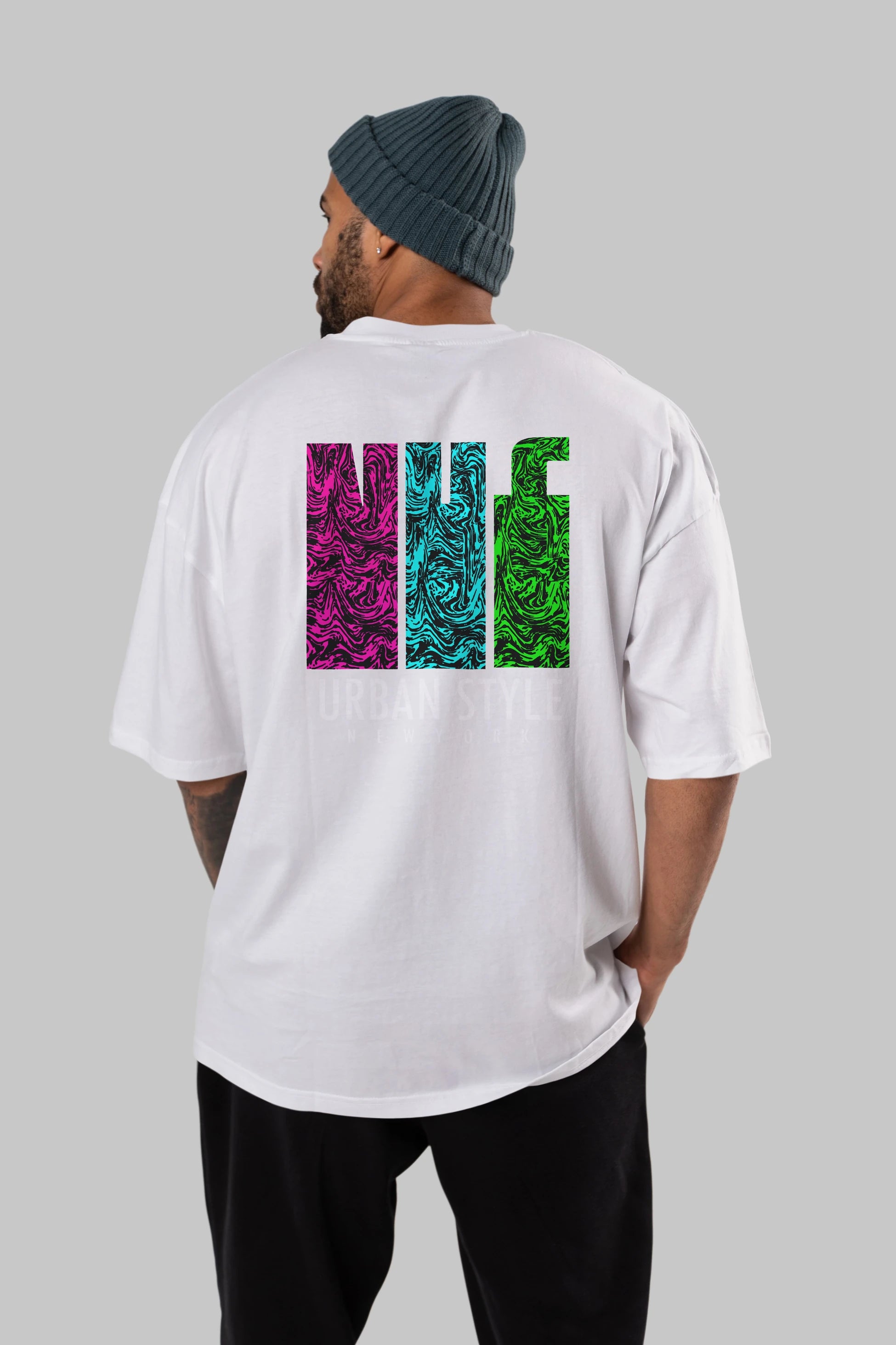Urban Style Newyork Arka Baskılı Oversize t-shirt Erkek Kadın Unisex